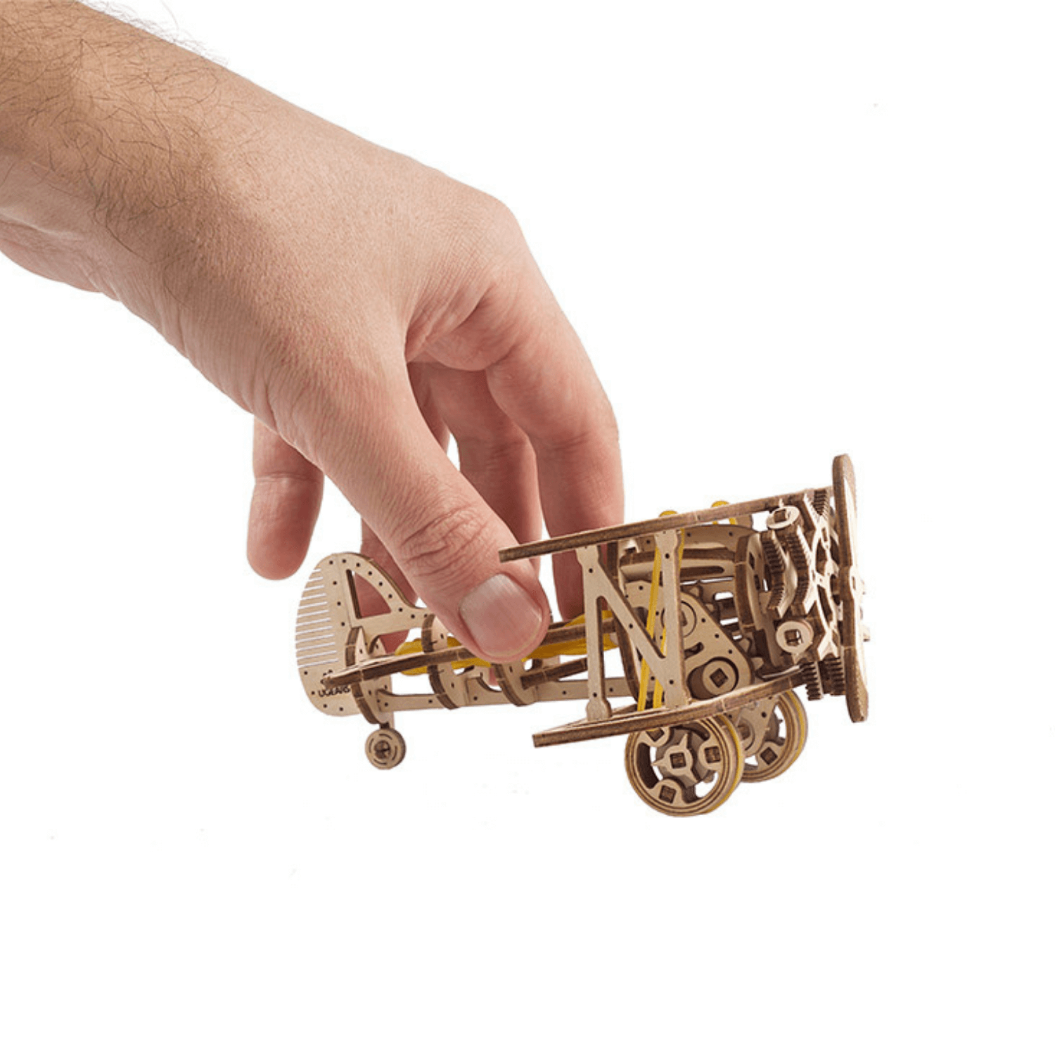 Mini biplan puzzle mécanique en bois Ugears