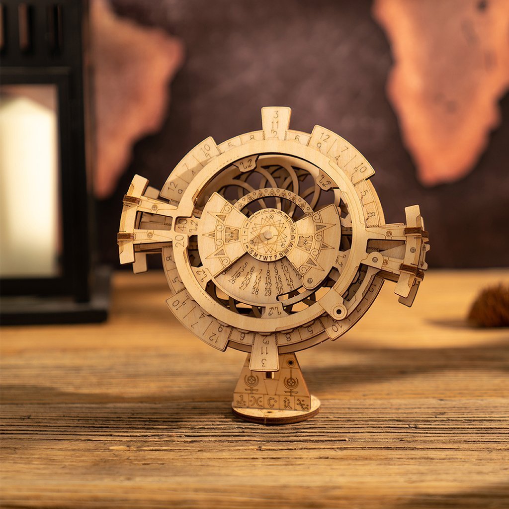 Perpetual calendar wooden puzzle Mechanical wooden puzzle Robotime