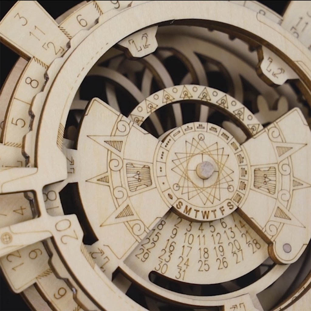 Perpetual calendar wooden puzzle Mechanical wooden puzzle Robotime