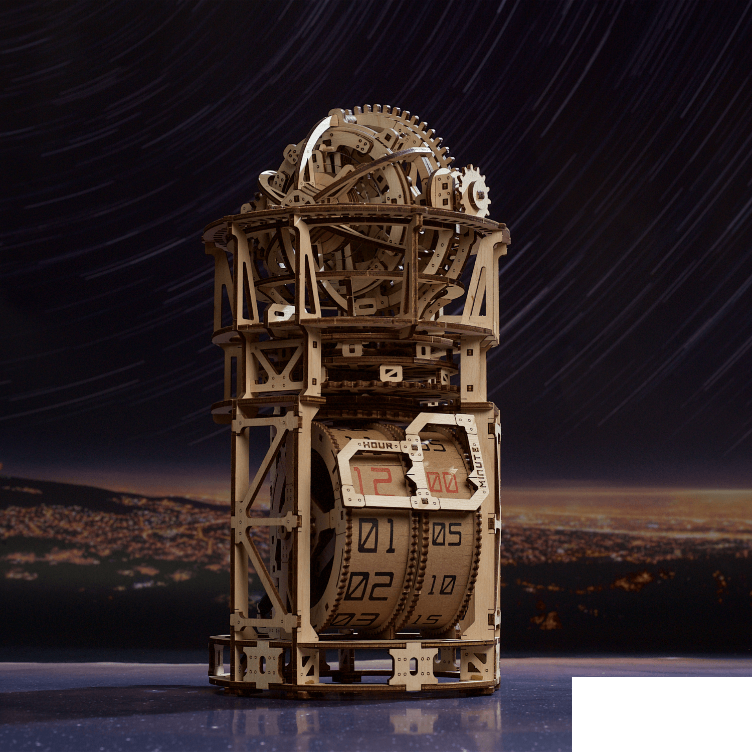 Tourbilllon table clock Stargazer Mechanical wooden puzzle Ugears