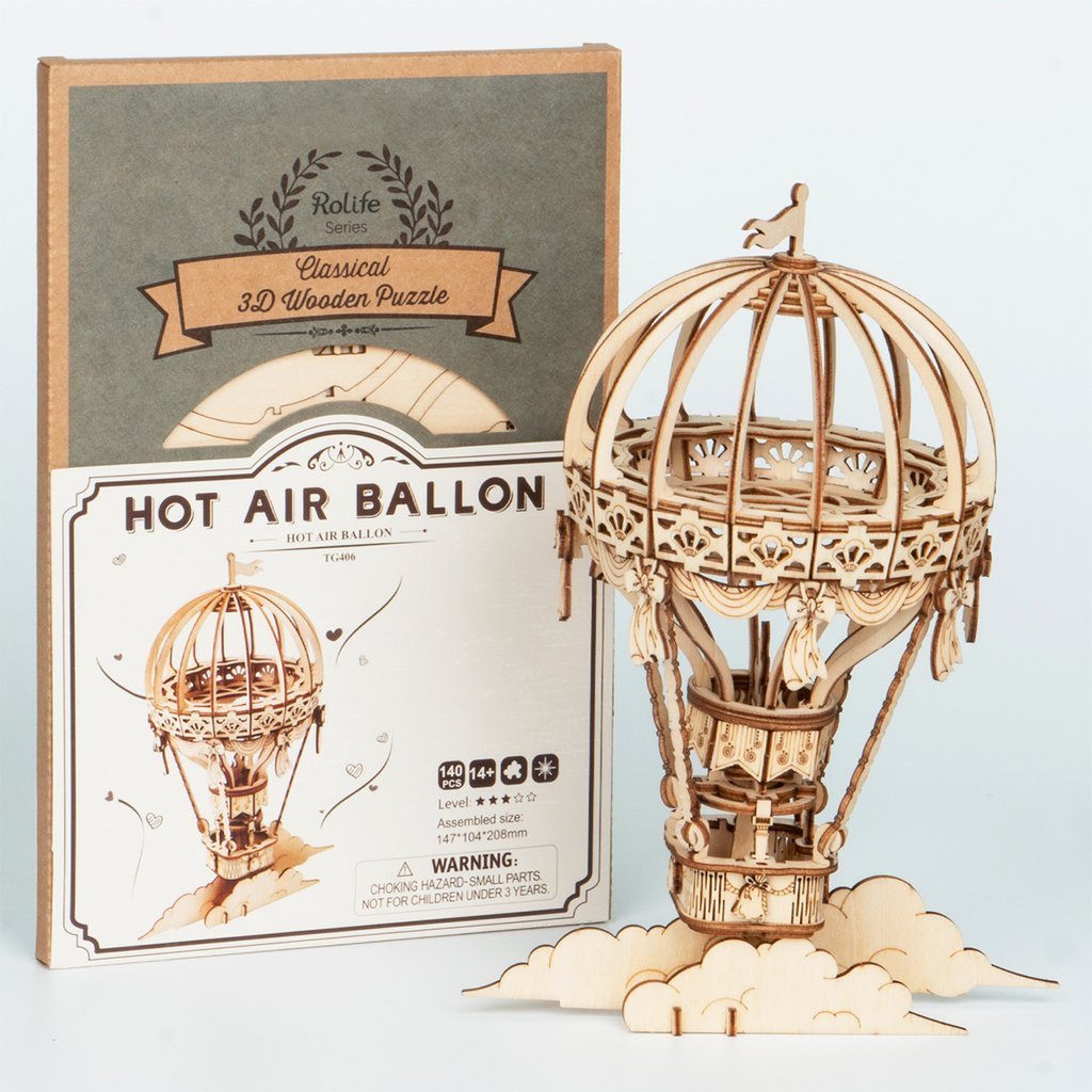 Hot air balloon as a wooden 3D puzzle-3D puzzle-Robotime--