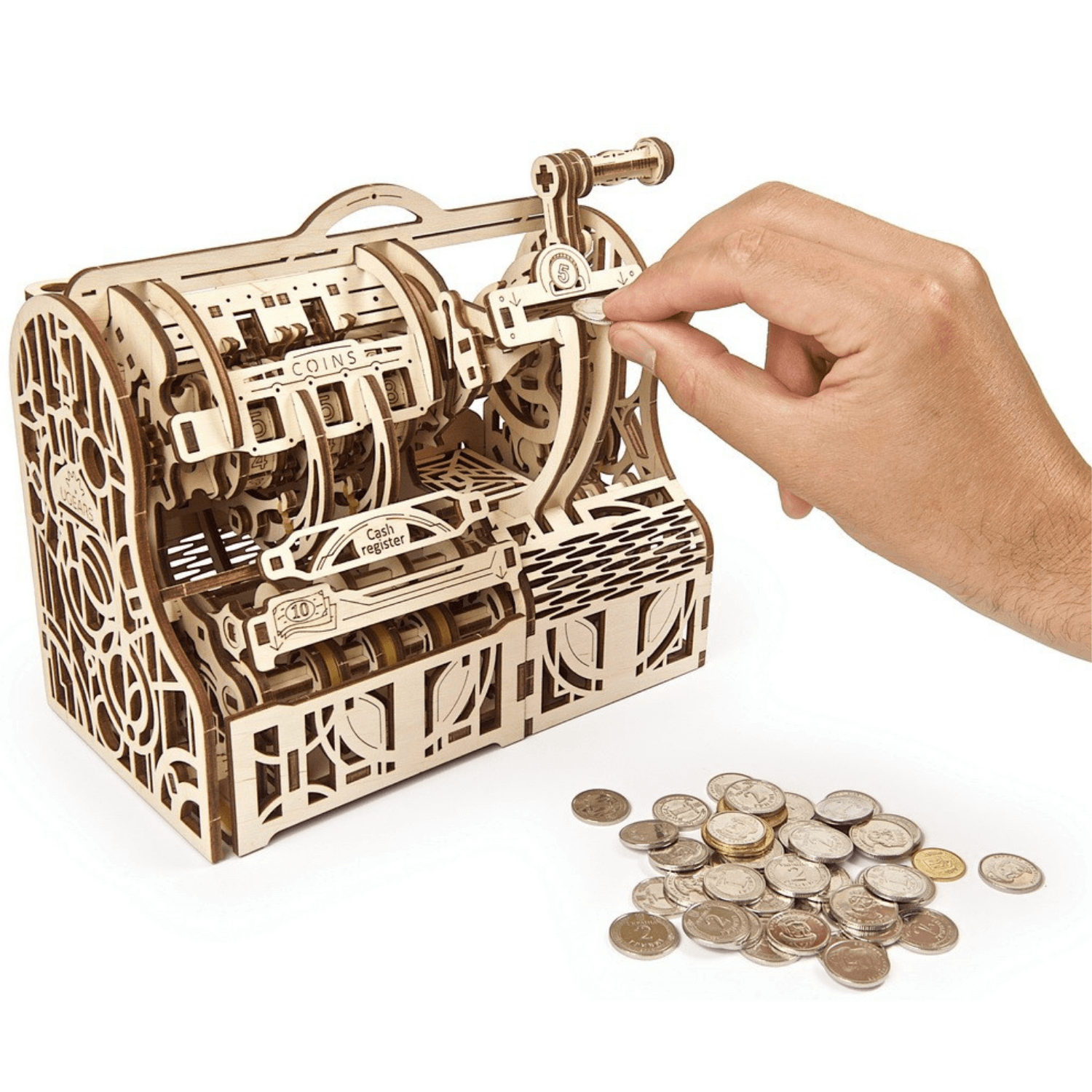 Caisse d'argent liquide Puzzle mécanique en bois Ugears