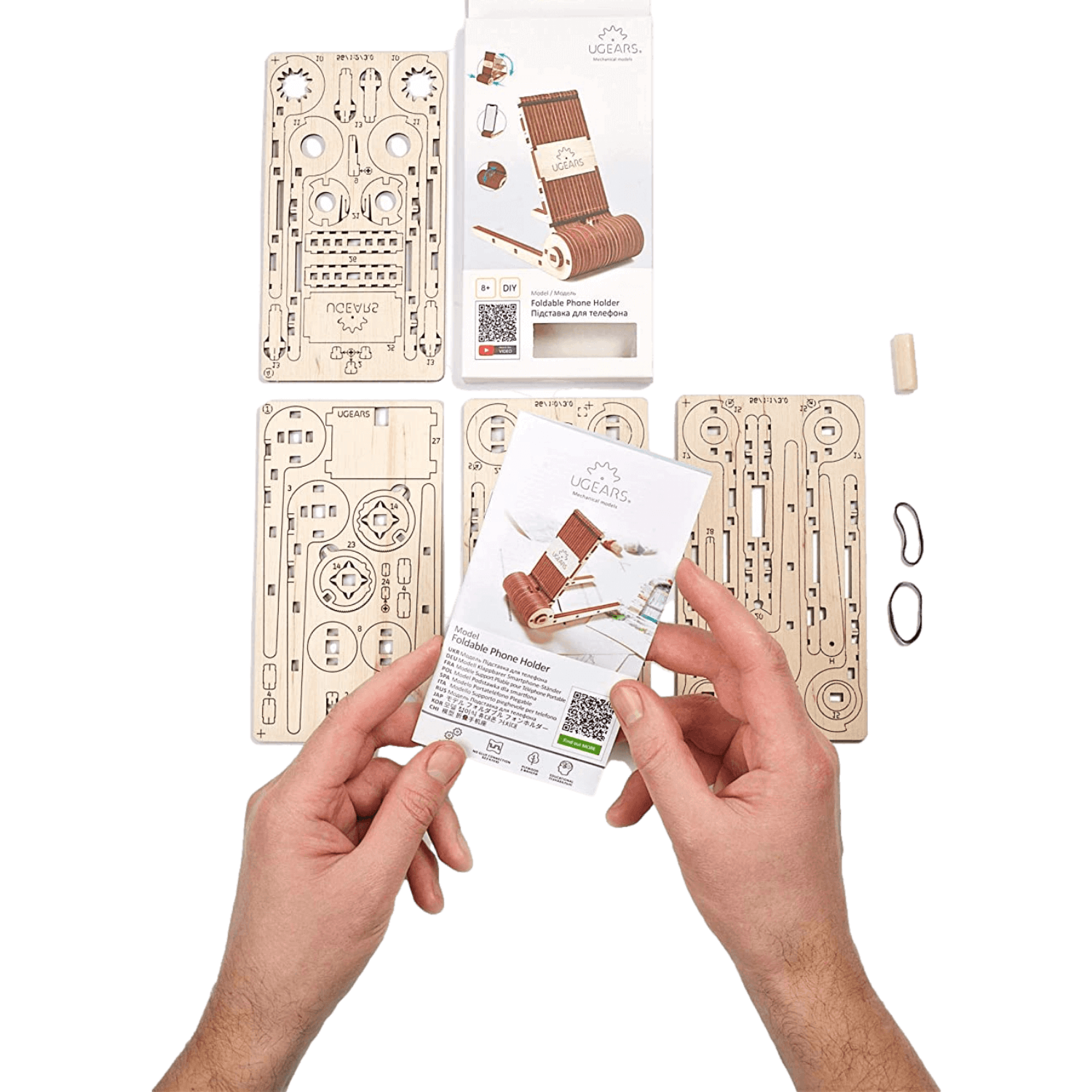 Support de téléphone Puzzle mécanique en bois Ugears