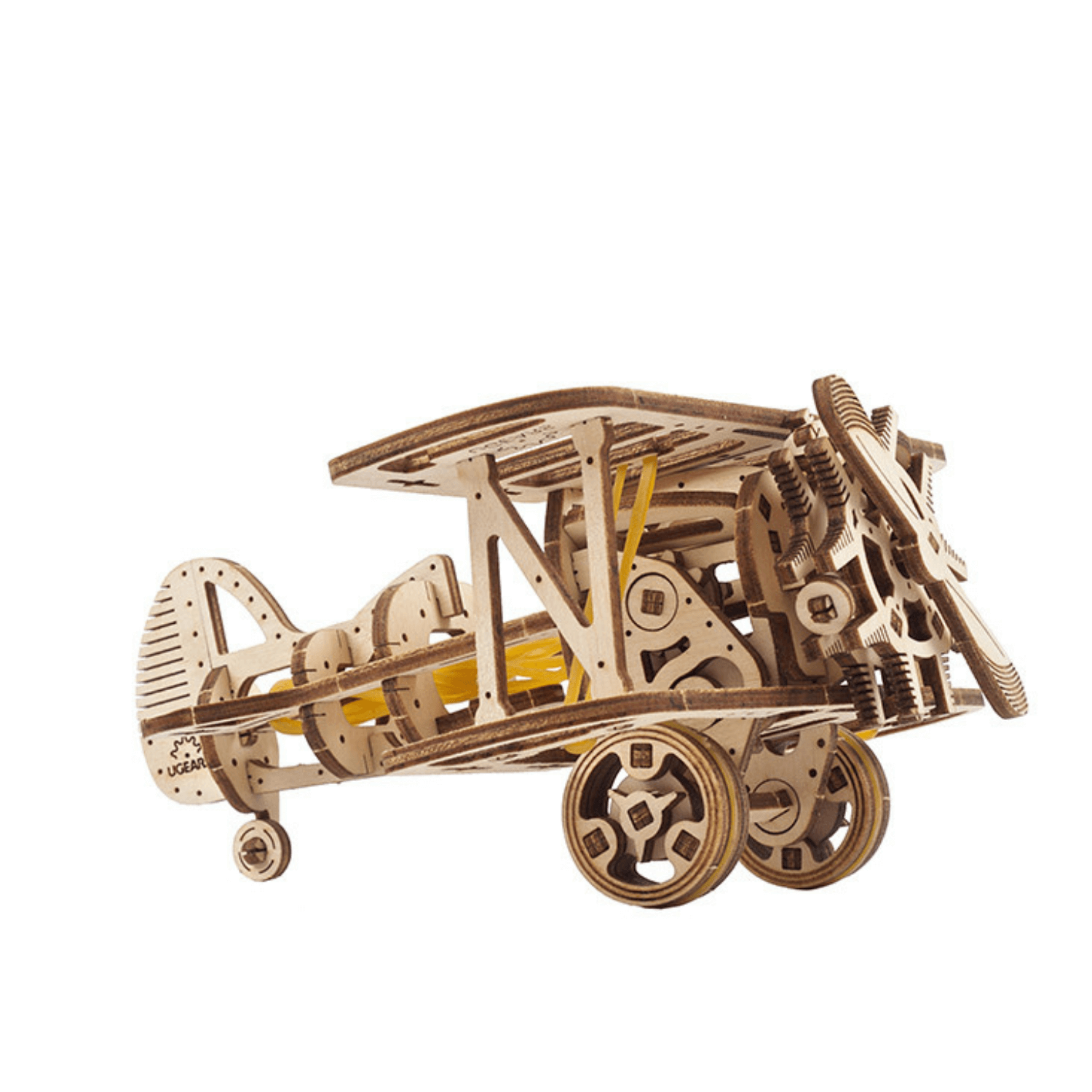 Mini biplan puzzle mécanique en bois Ugears