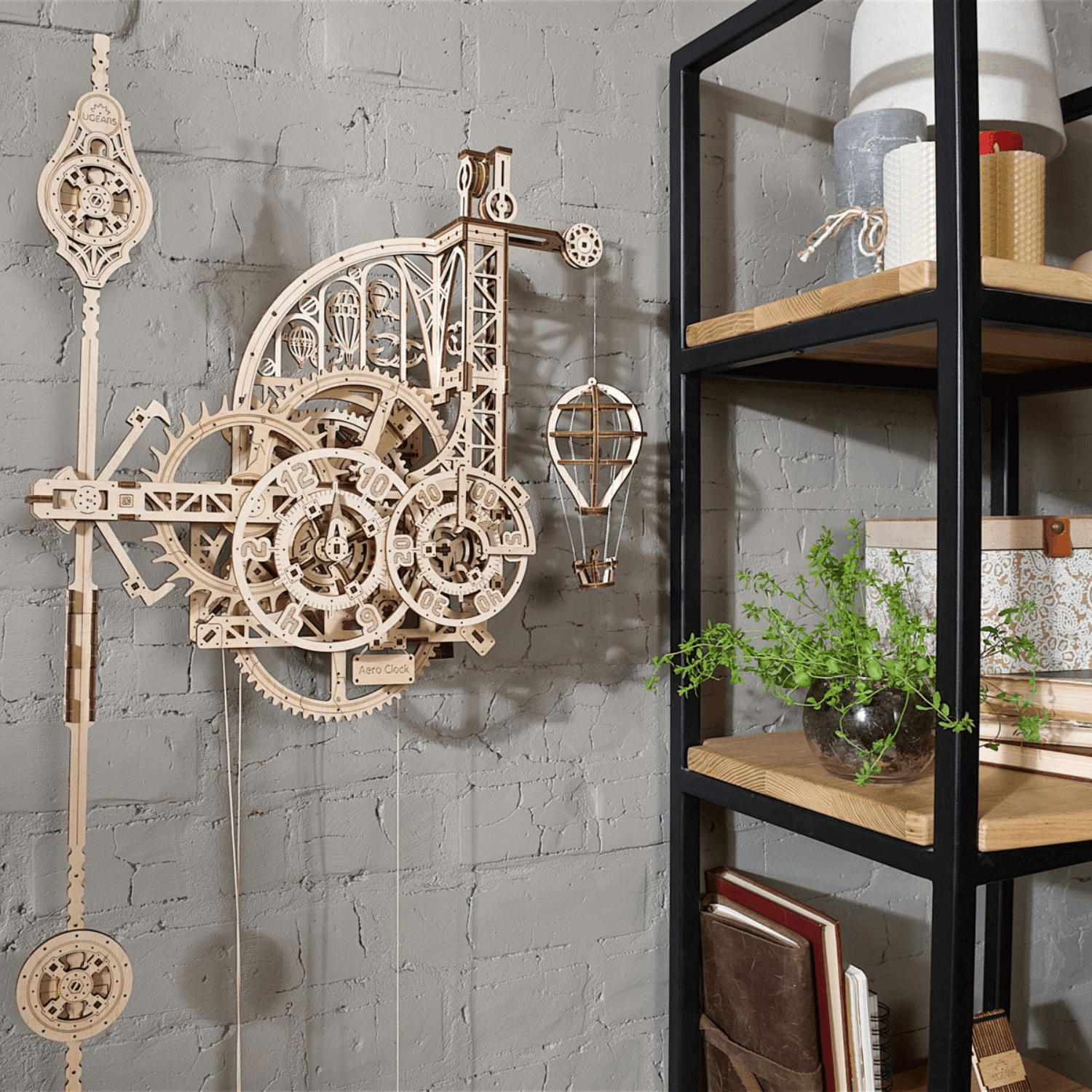 Aero Wanduhr mit Pendel Mechanisches Holzpuzzle Ugears