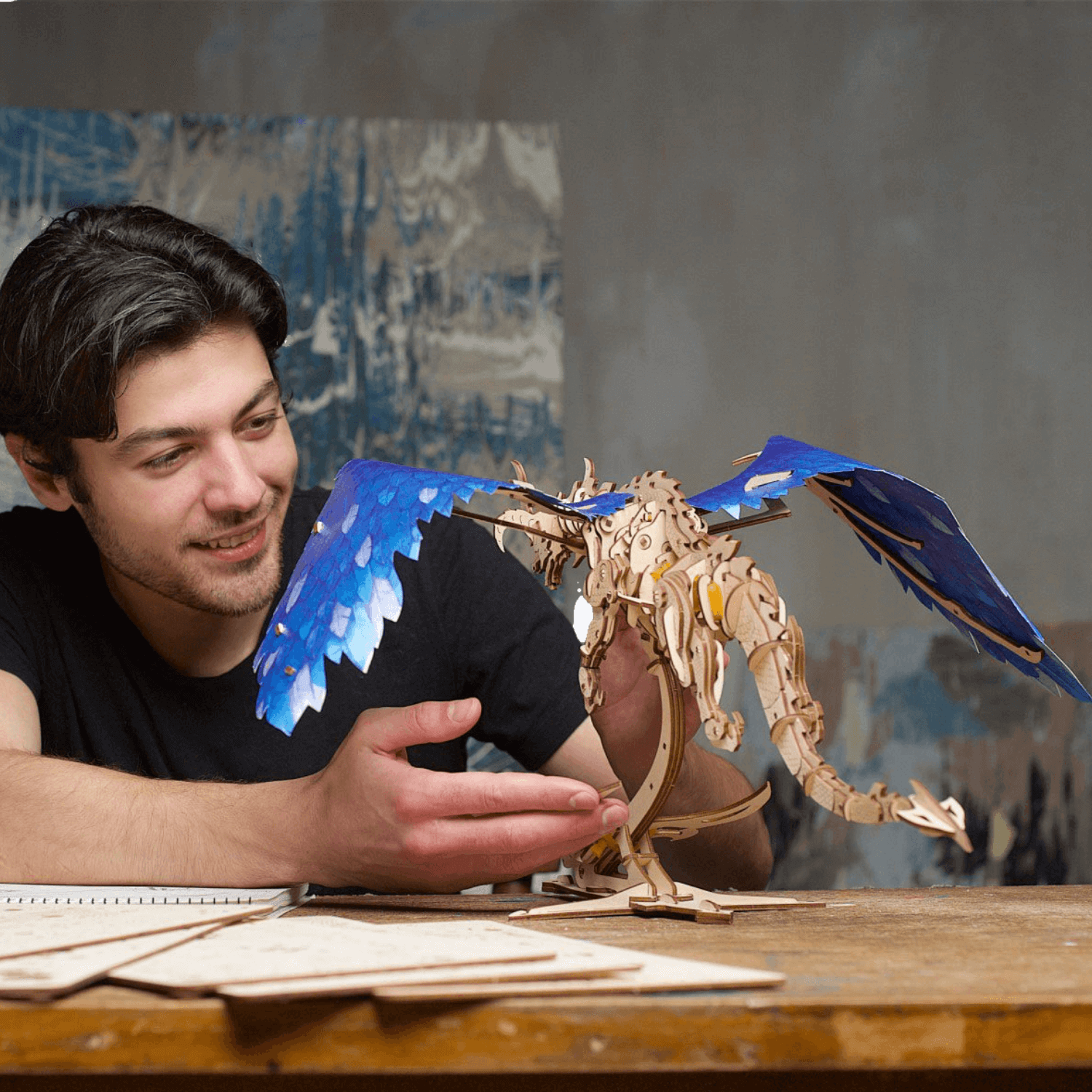 Dragon de tempête Puzzle mécanique en bois Ugears