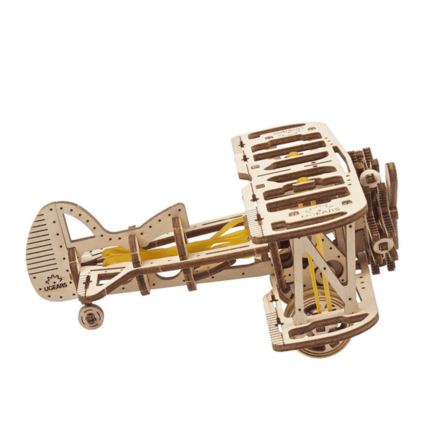 Mini biplan puzzle mécanique en bois Ugears