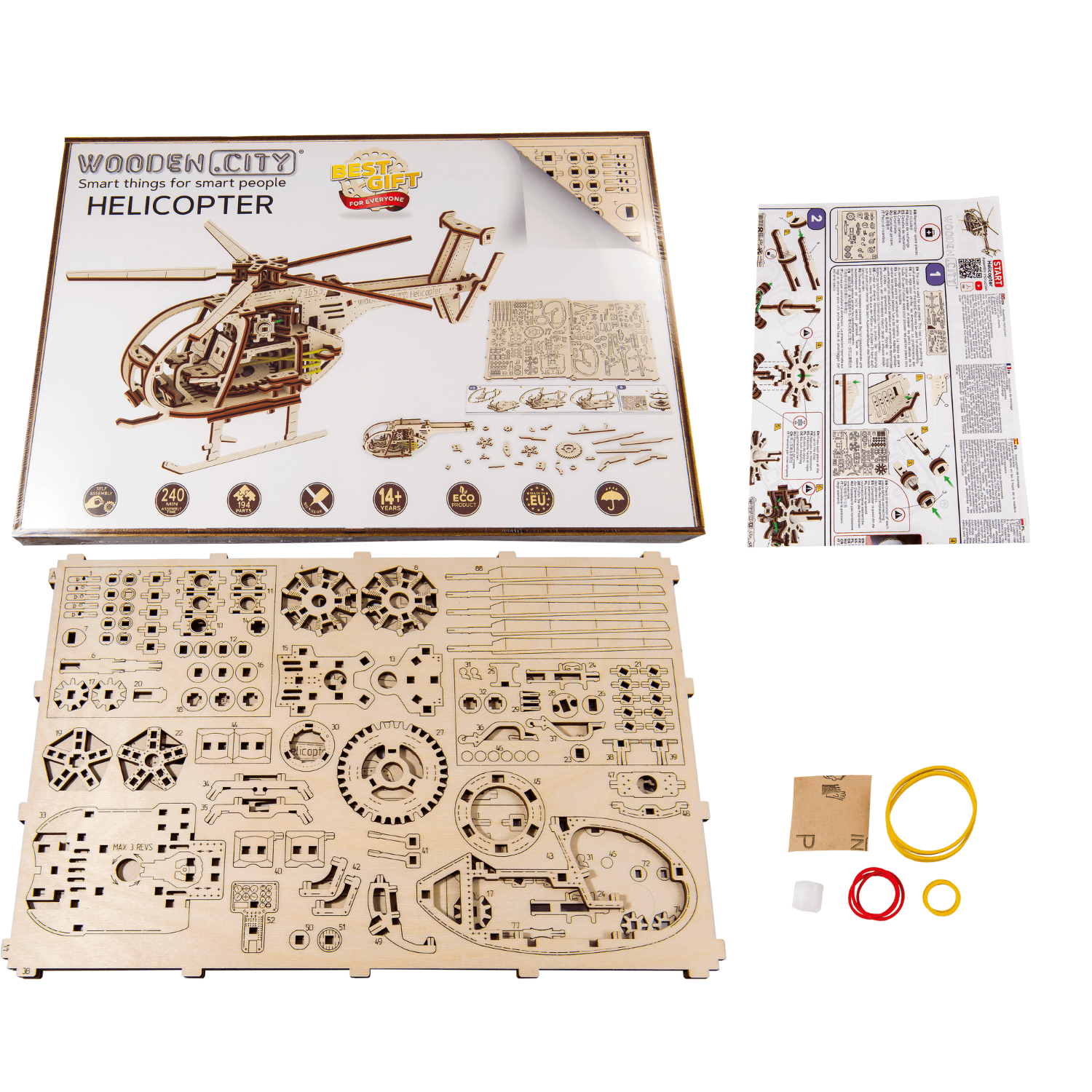 Hélicoptère Puzzle mécanique en bois WoodenCity