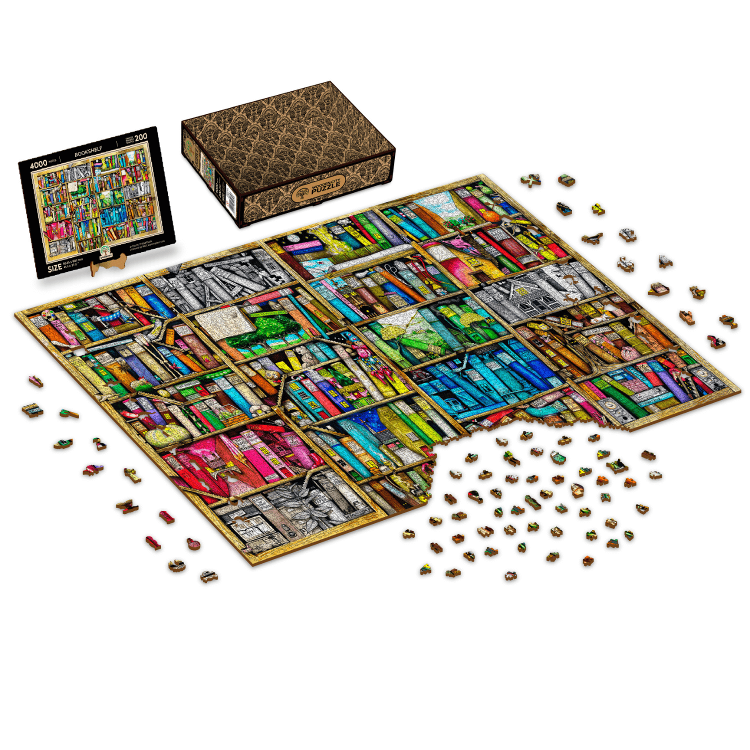 Bücherregal | Holz Puzzle 4000 Holzpuzzle WoodenCity