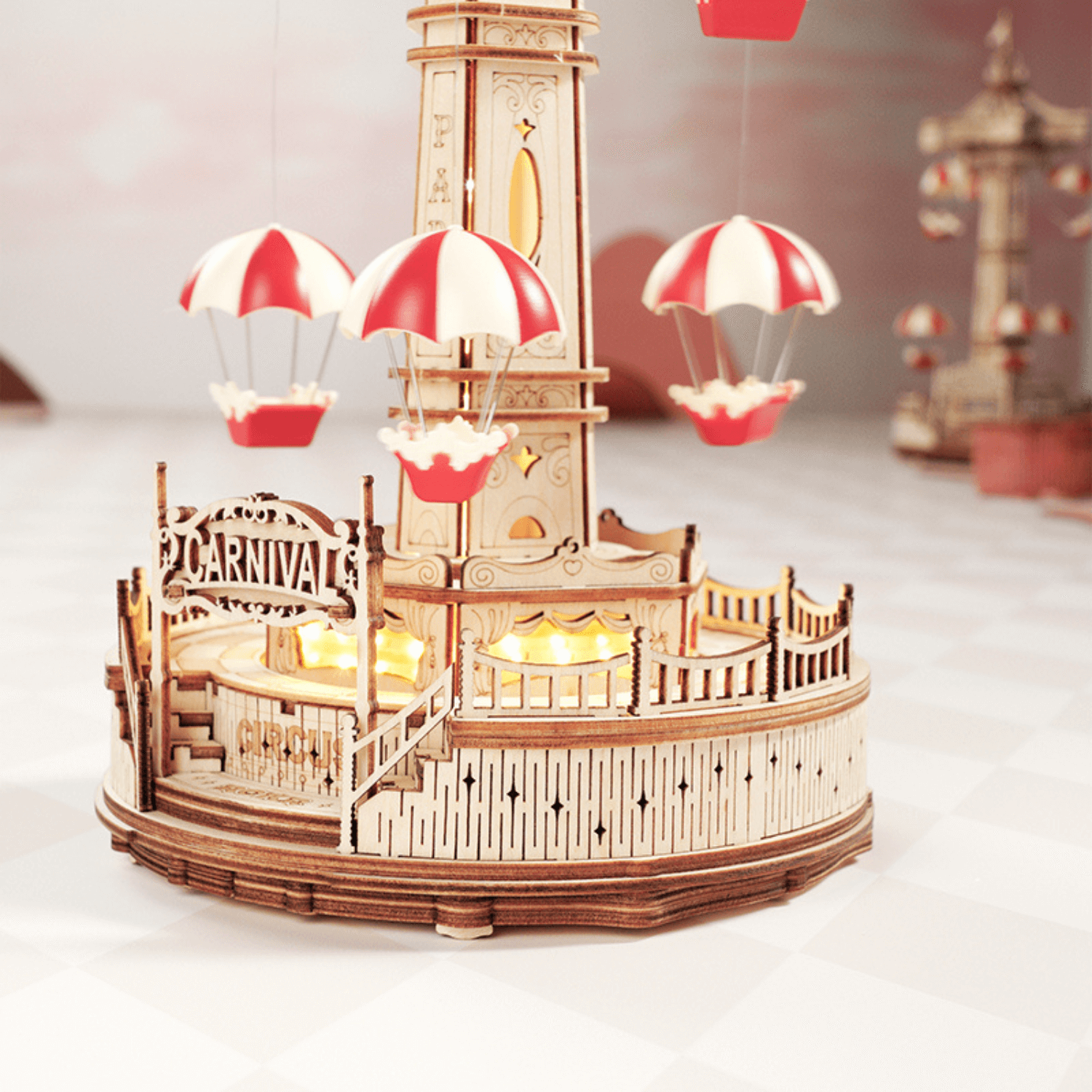Parachute Tower | Fairground | Rokr-Mechanical Wooden Puzzle-Robotime--