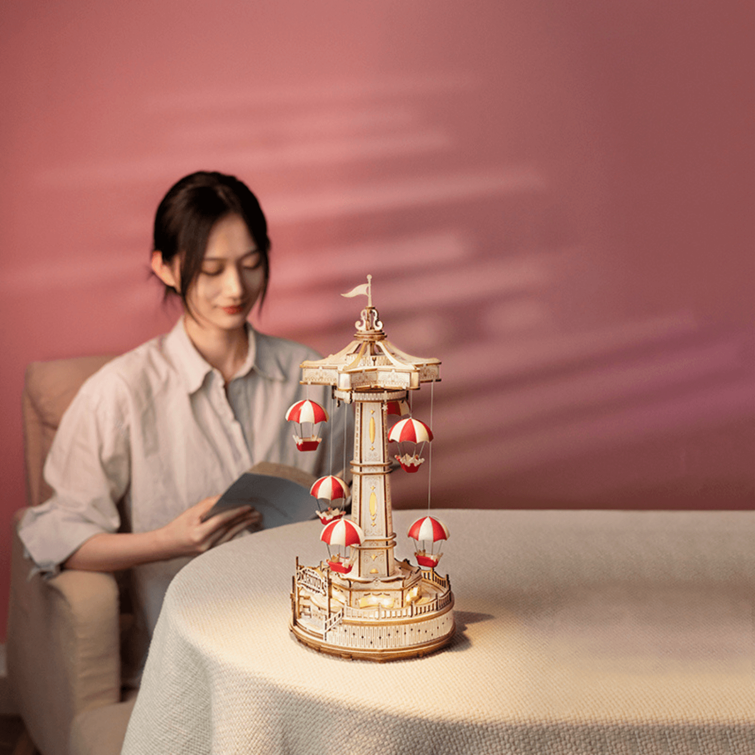 Parachute Tower | Fairground | Rokr-Mechanical Wooden Puzzle-Robotime--