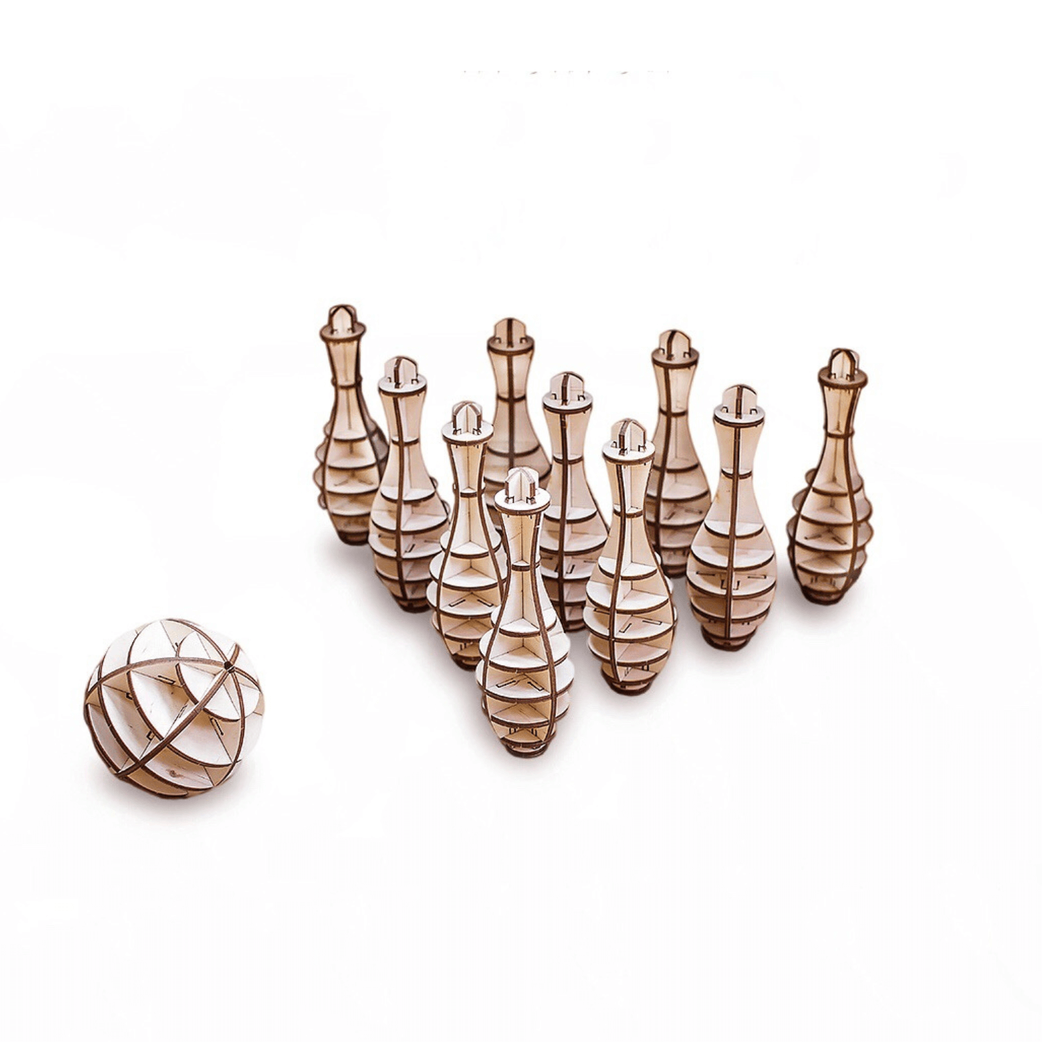 Wooden construction set Bowling Mechanical wooden puzzle Eco-Wood-Art