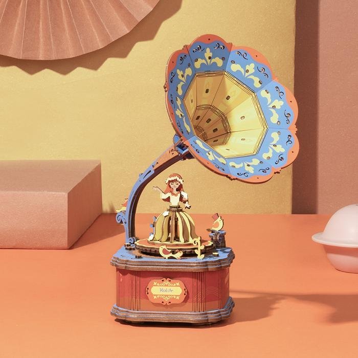 Farbiges Grammophon mit Musik-3D Puzzle-Robotime--