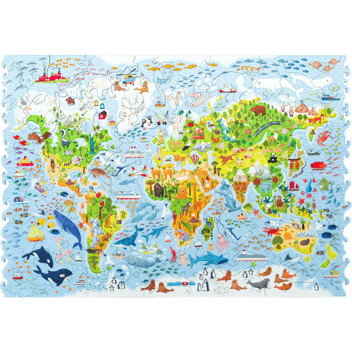 Children's world map wooden puzzle wooden puzzle Unidragon
