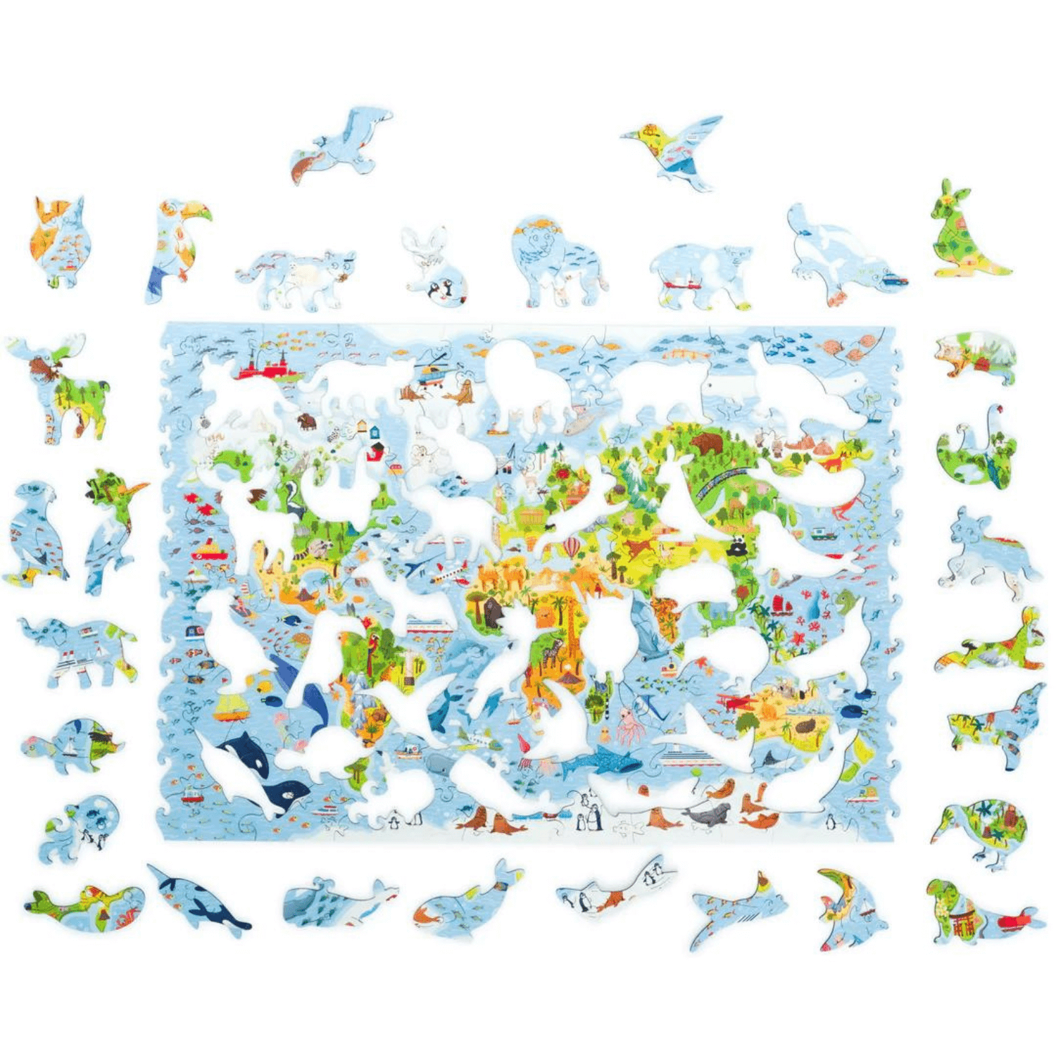 Children's world map wooden puzzle wooden puzzle Unidragon