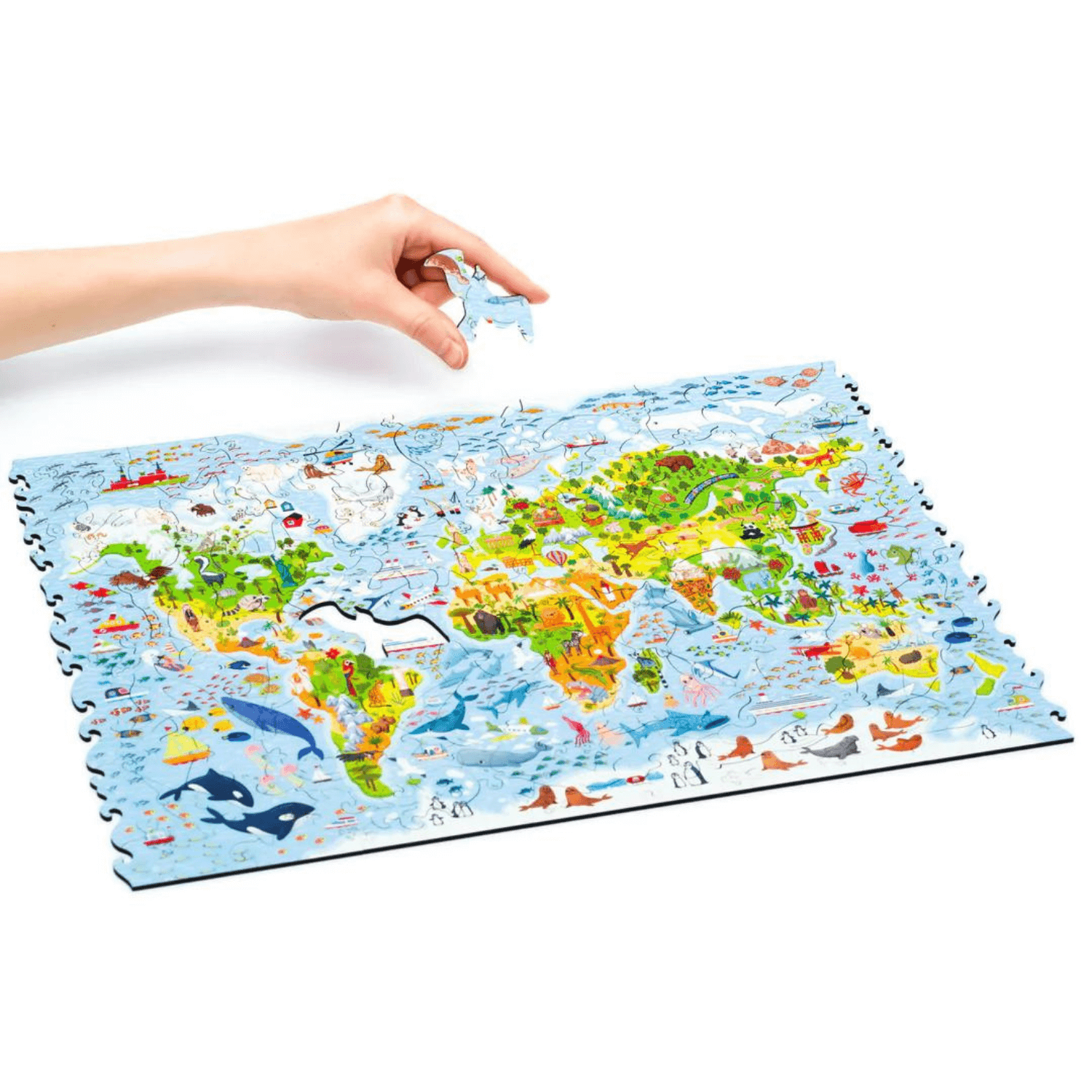 Children's world map wooden puzzle wooden puzzle Unidragon