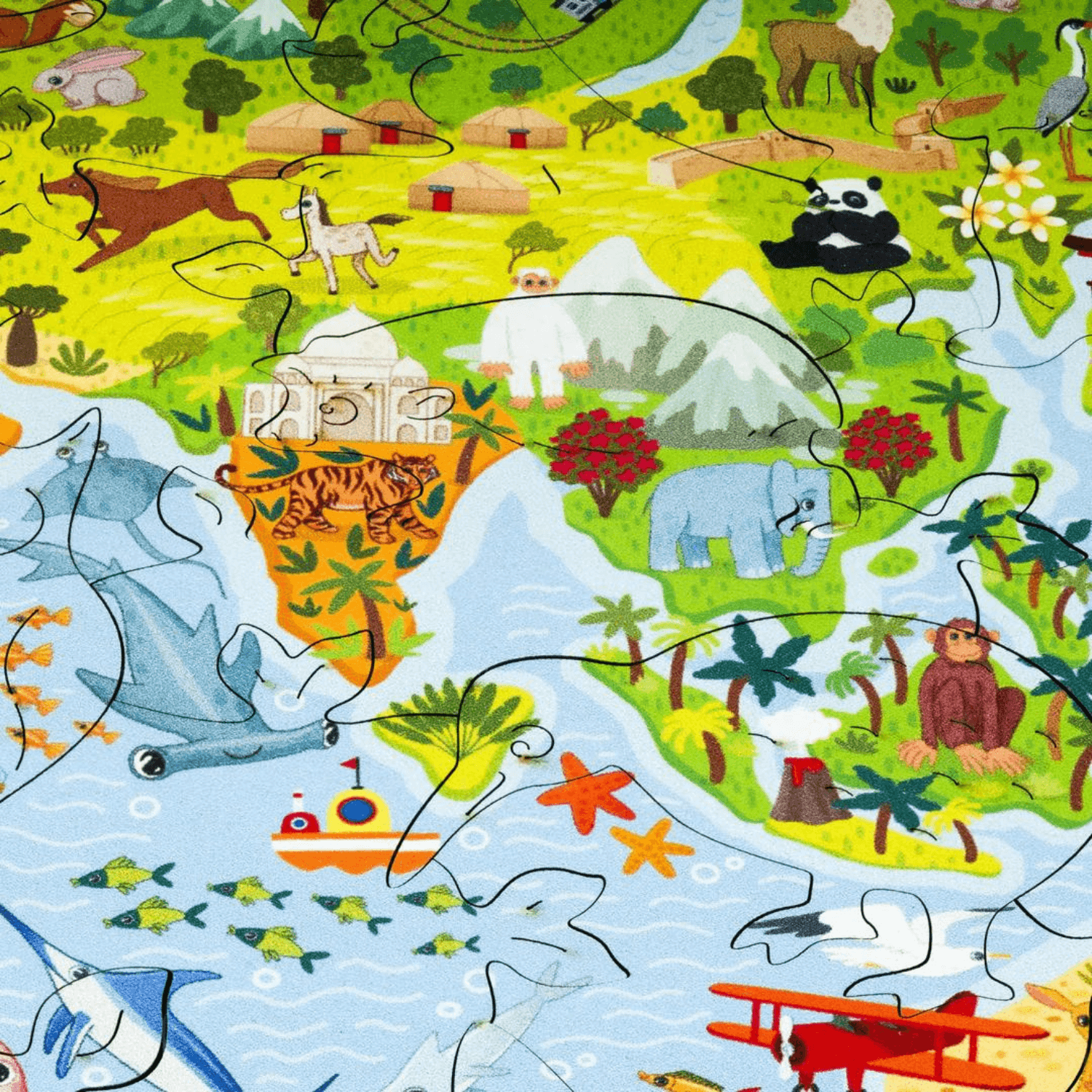 Children's world map wooden puzzle wooden puzzle Unidragon