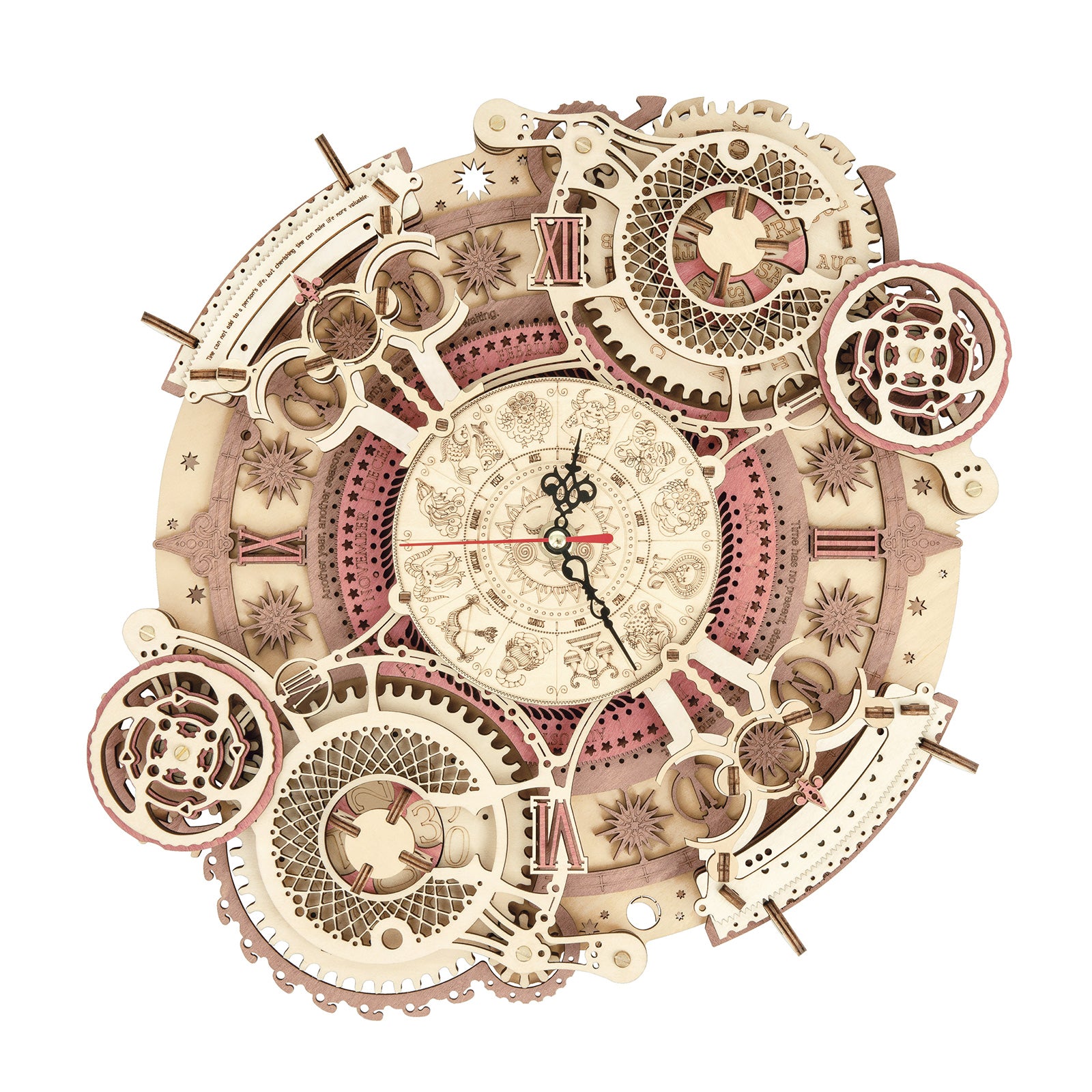 Horloge murale et calendrier Zodiac Puzzle mécanique en bois Robotime