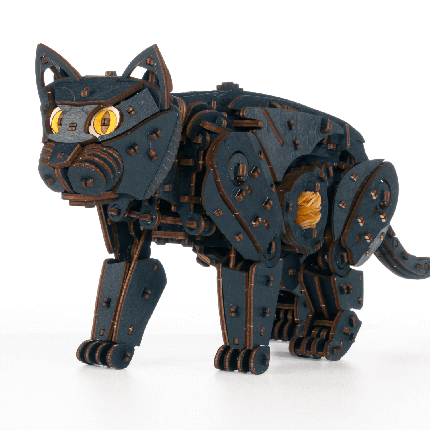 Mechanische Katzen | Weiß oder Schwarz-Mechanisches Holzpuzzle-Eco-Wood-Art-black-cat-ewa-4815123002598