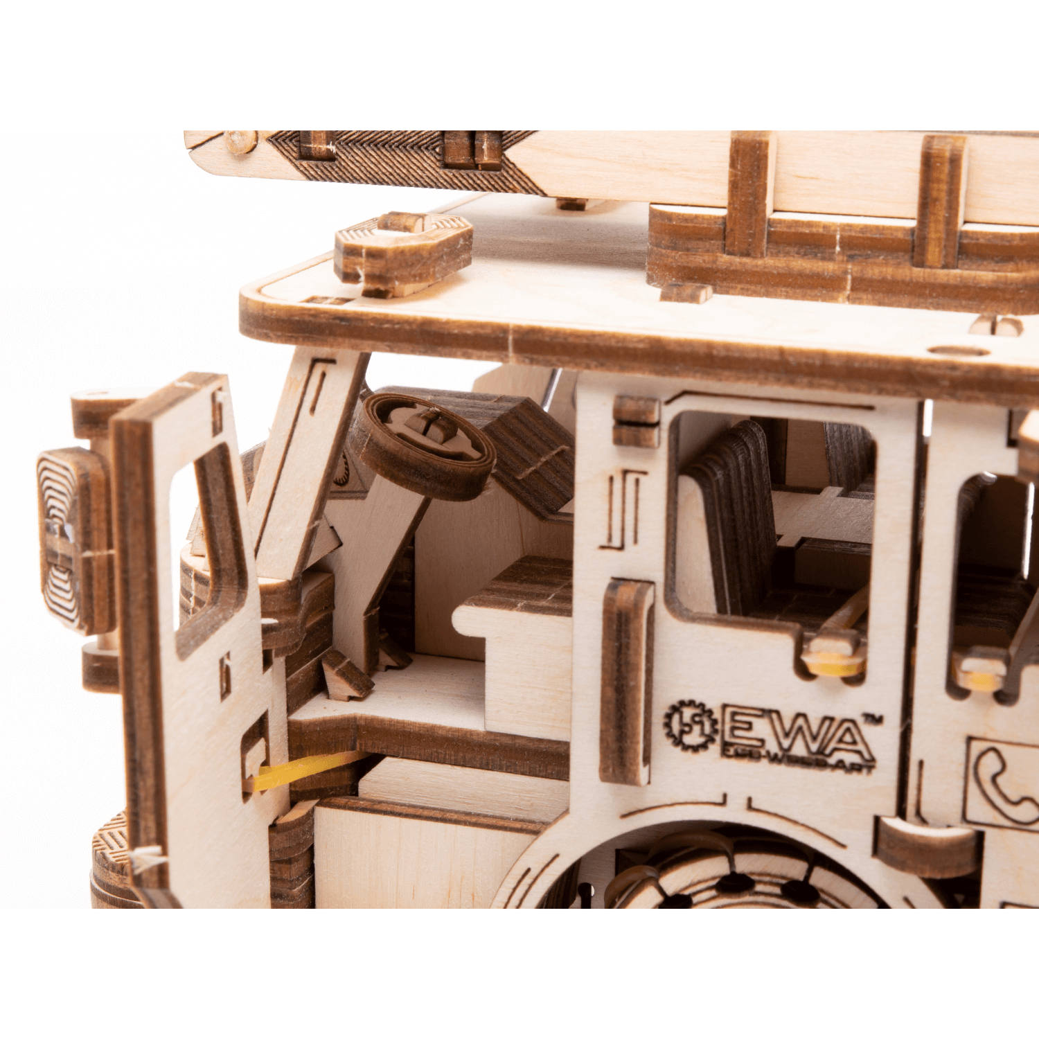 Mechanischer LKW | Feuerwehrauto Mechanisches Holzpuzzle Eco-Wood-Art