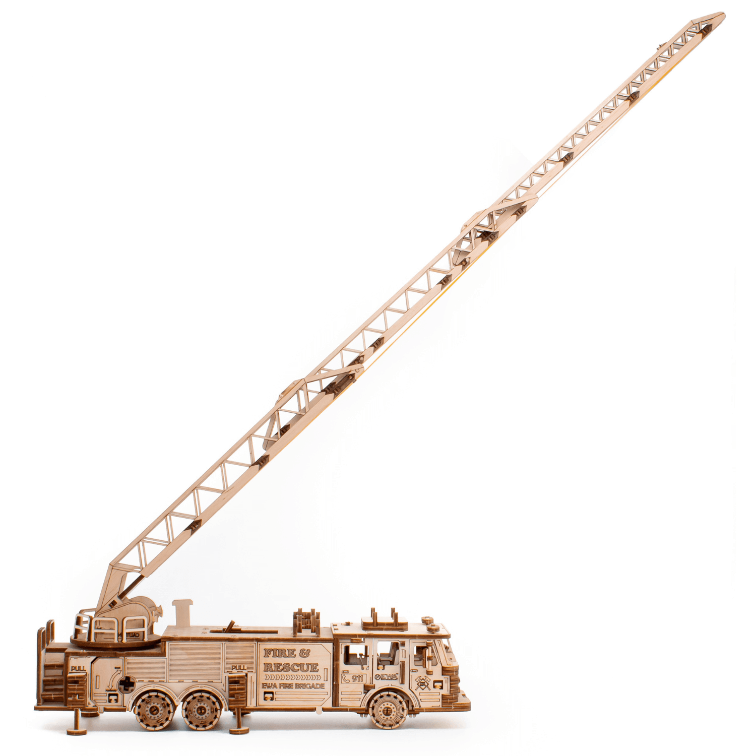 Fire Truck Starter Set Mechanical Wooden Puzzle Eco-Wood-Art