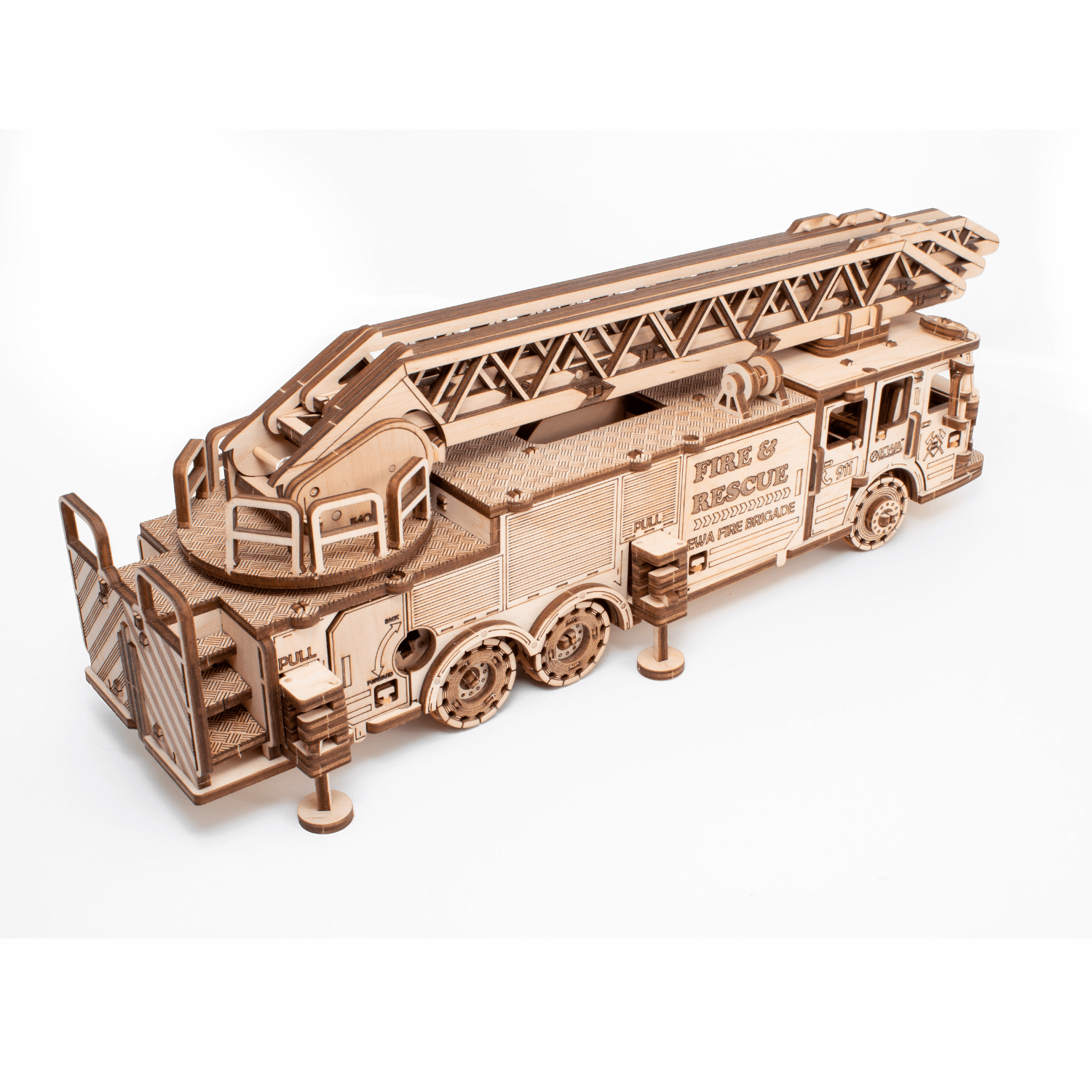 Fire Truck Starter Set Mechanical Wooden Puzzle Eco-Wood-Art