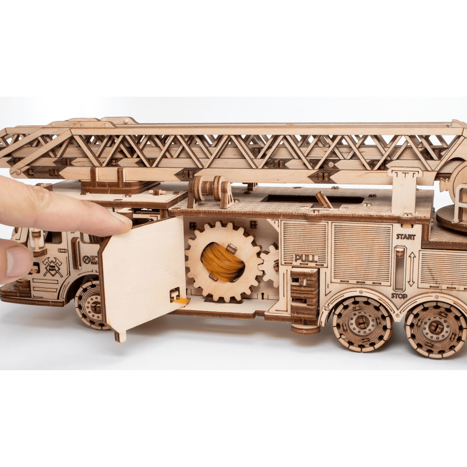 Mechanischer LKW | Feuerwehrauto-Mechanisches Holzpuzzle-Eco-Wood-Art--