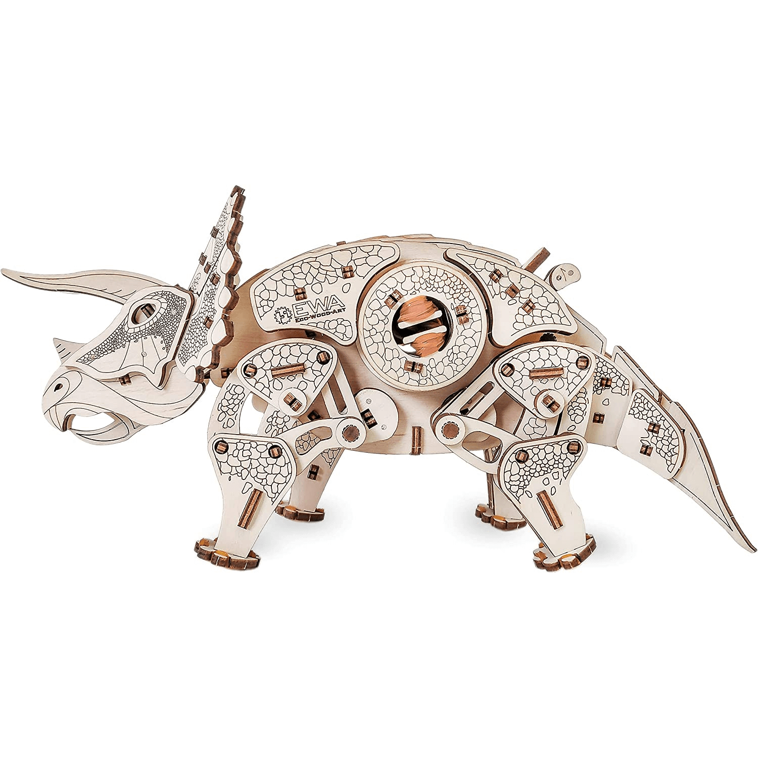 Mechanischer Dinosaurier | Triceratops-3D Puzzle-Eco-Wood-Art--