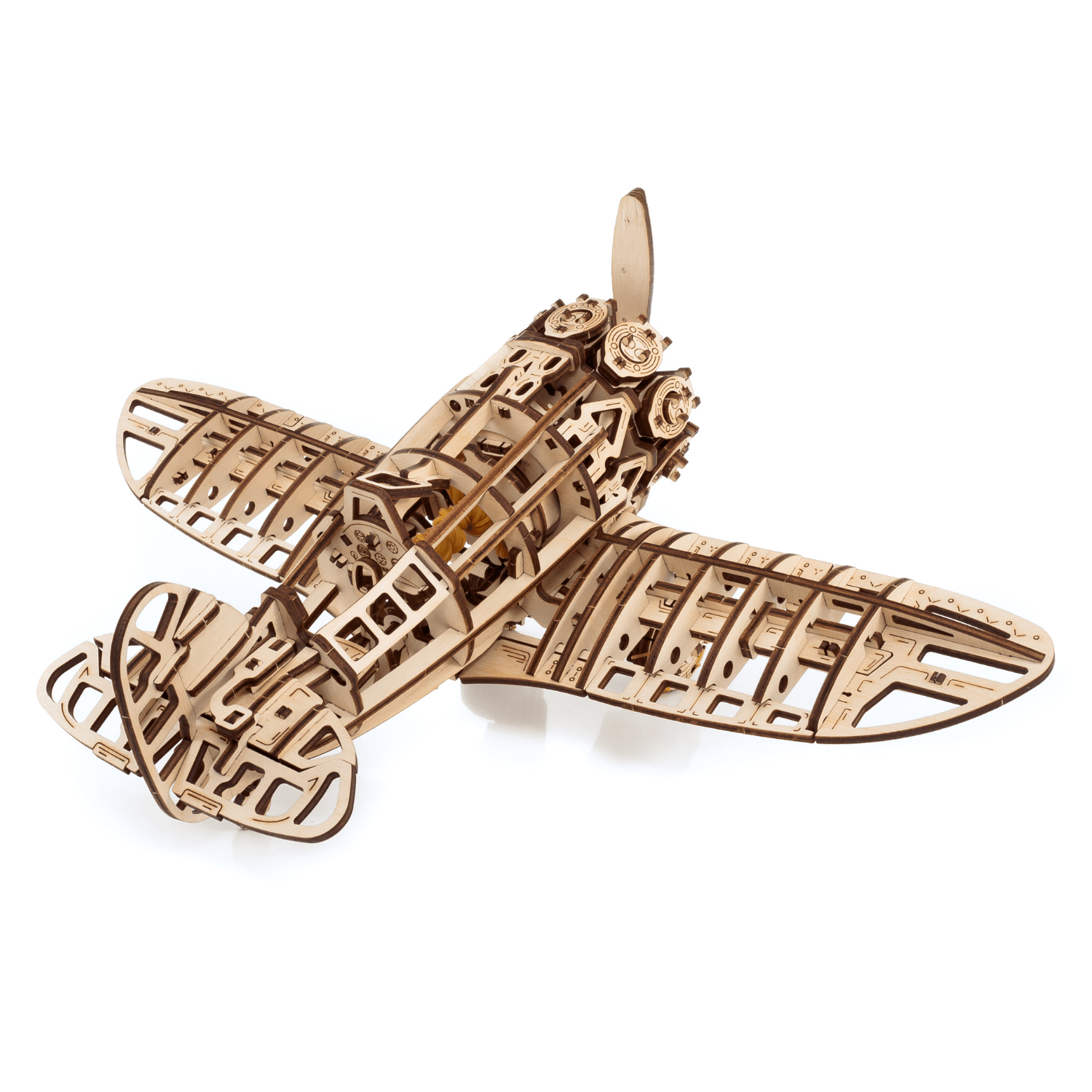 Mechanical airplane Mechanical wooden puzzle Eco-Wood-Art