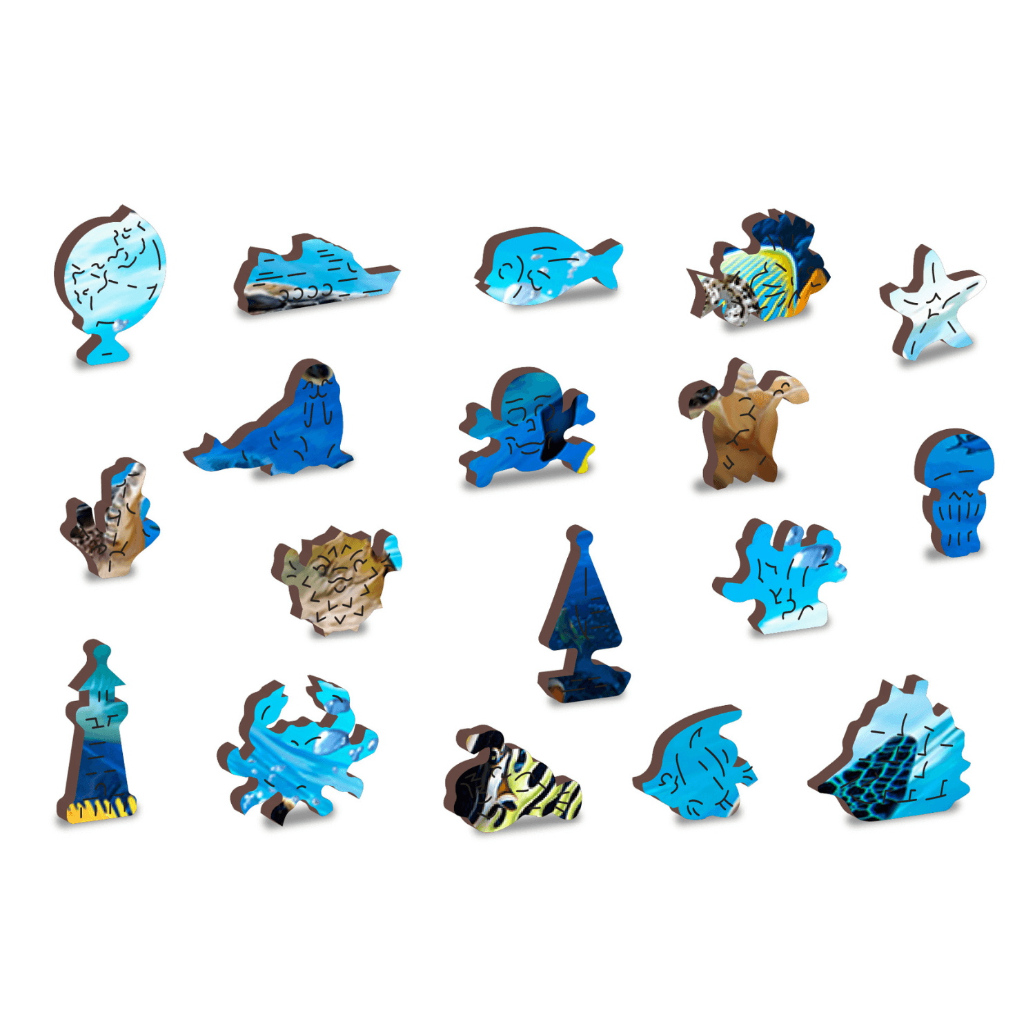 Das Leben im Ozean Puzzle | Holz Puzzle 505 Holzpuzzle WoodenCity