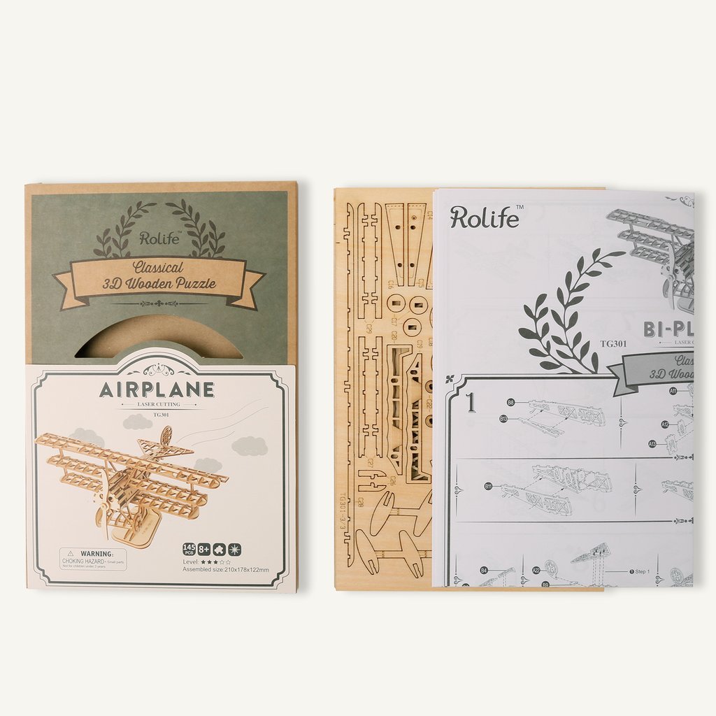Flugzeug Dreidecker 3D Puzzle Robotime