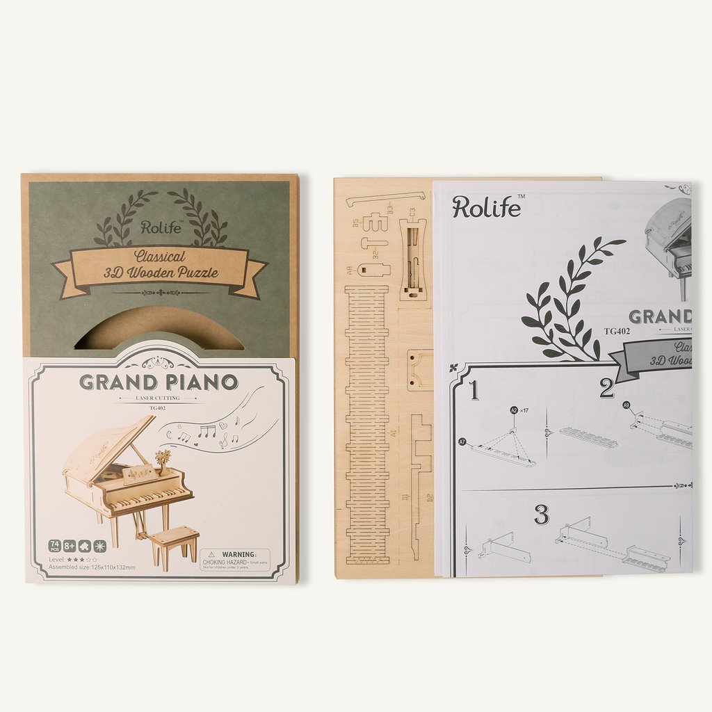 Large Piano Wooden 3D Puzzle-3D Puzzle-Robotime--
