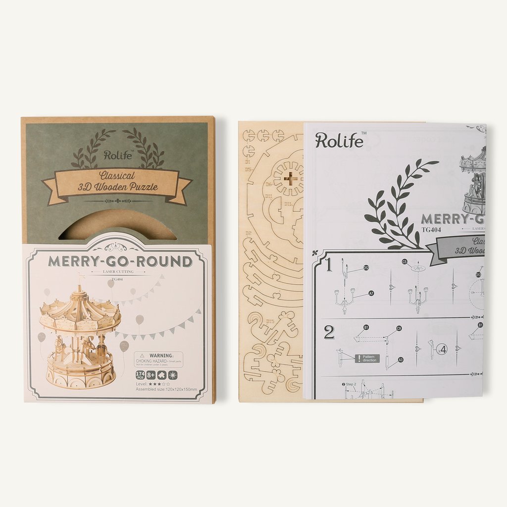 Karussell aus Holz als Puzzle 3D Puzzle Robotime