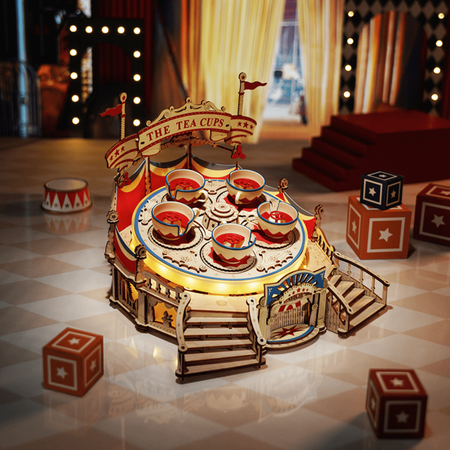 Cup Carousel | Fairground | Rokr-Mechanical Wooden Puzzle-Robotime--