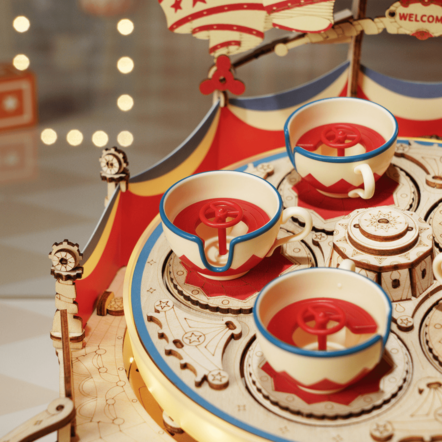Cup Carousel | Fairground | Rokr-Mechanical Wooden Puzzle-Robotime--