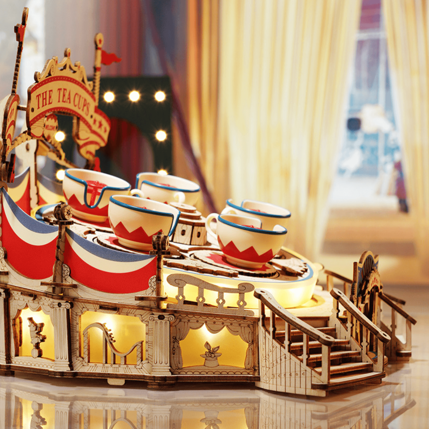 Cup Carousel | Fairground | Rokr-Mechanical Wooden Puzzle-Robotime--