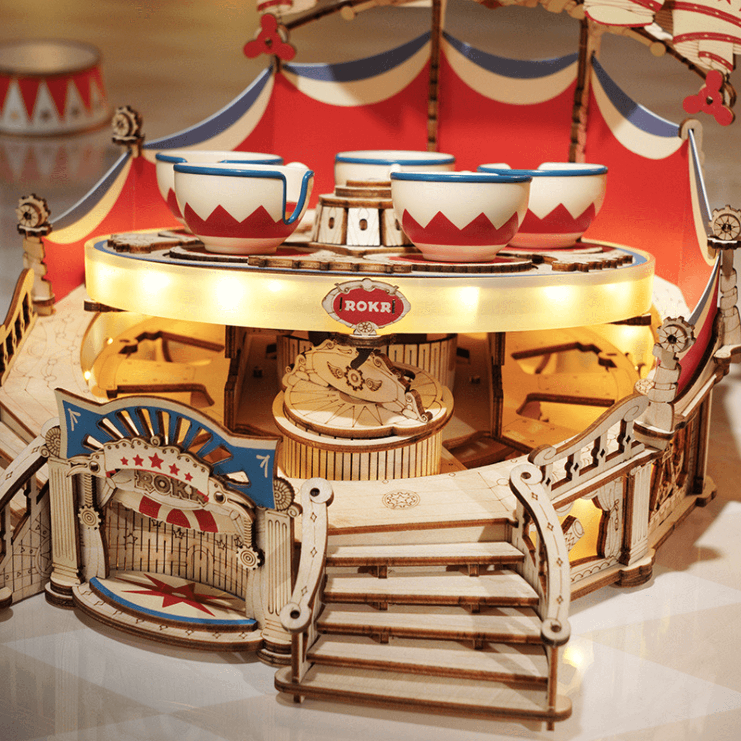 Cup Carousel | Fairground | Rokr-Mechanical Wooden Puzzle-Robotime--