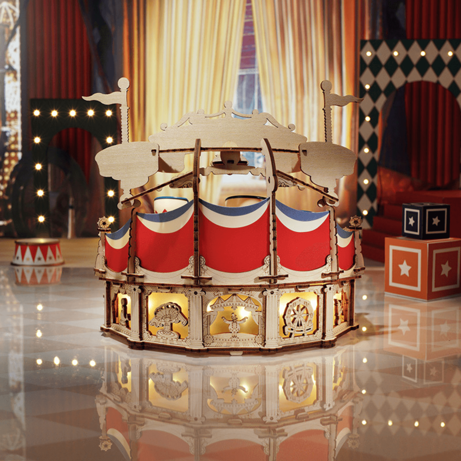 Cup Carousel | Fairground | Rokr-Mechanical Wooden Puzzle-Robotime--