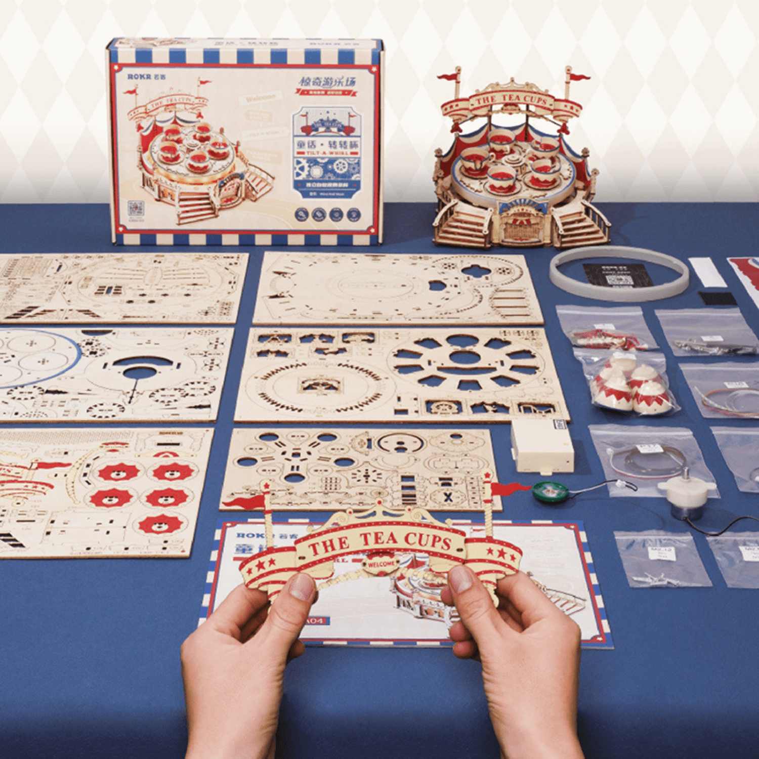 Cup Carousel | Fairground | Rokr-Mechanical Wooden Puzzle-Robotime--