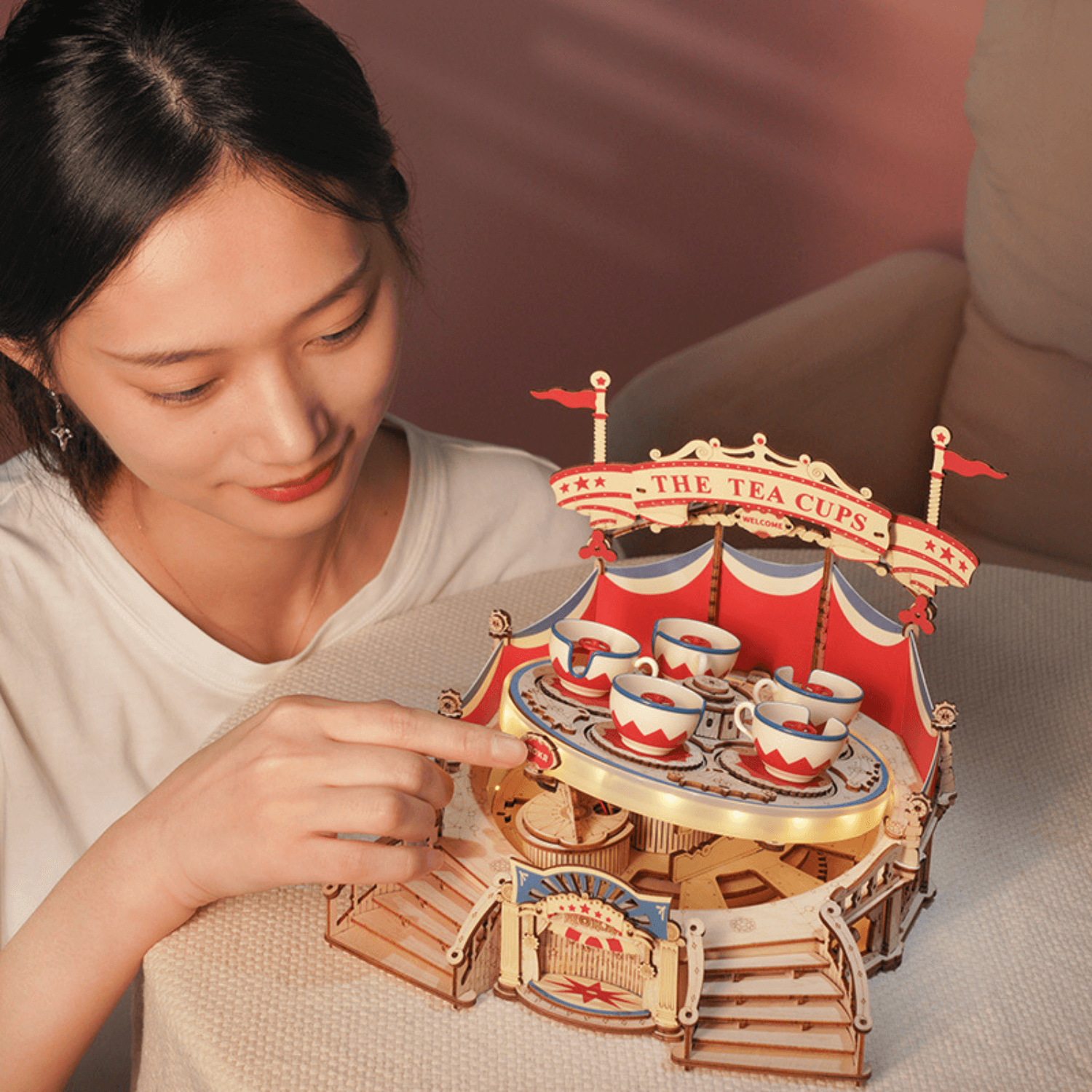 Cup Carousel | Fairground | Rokr-Mechanical Wooden Puzzle-Robotime--