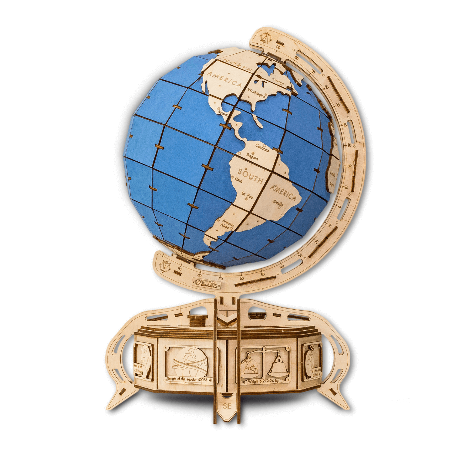 The Globe Mechanical Wooden Puzzle Eco-Wood-Art Colored