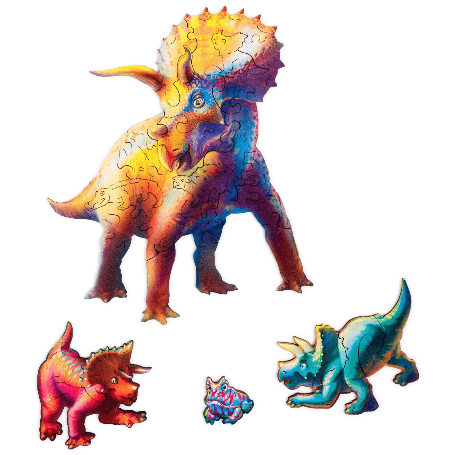 Puzzle Dinosaure - Squelette Triceratops en Bois