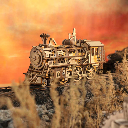 Mechanical Steam Train-Mechanical Wooden Puzzle-Robotime--