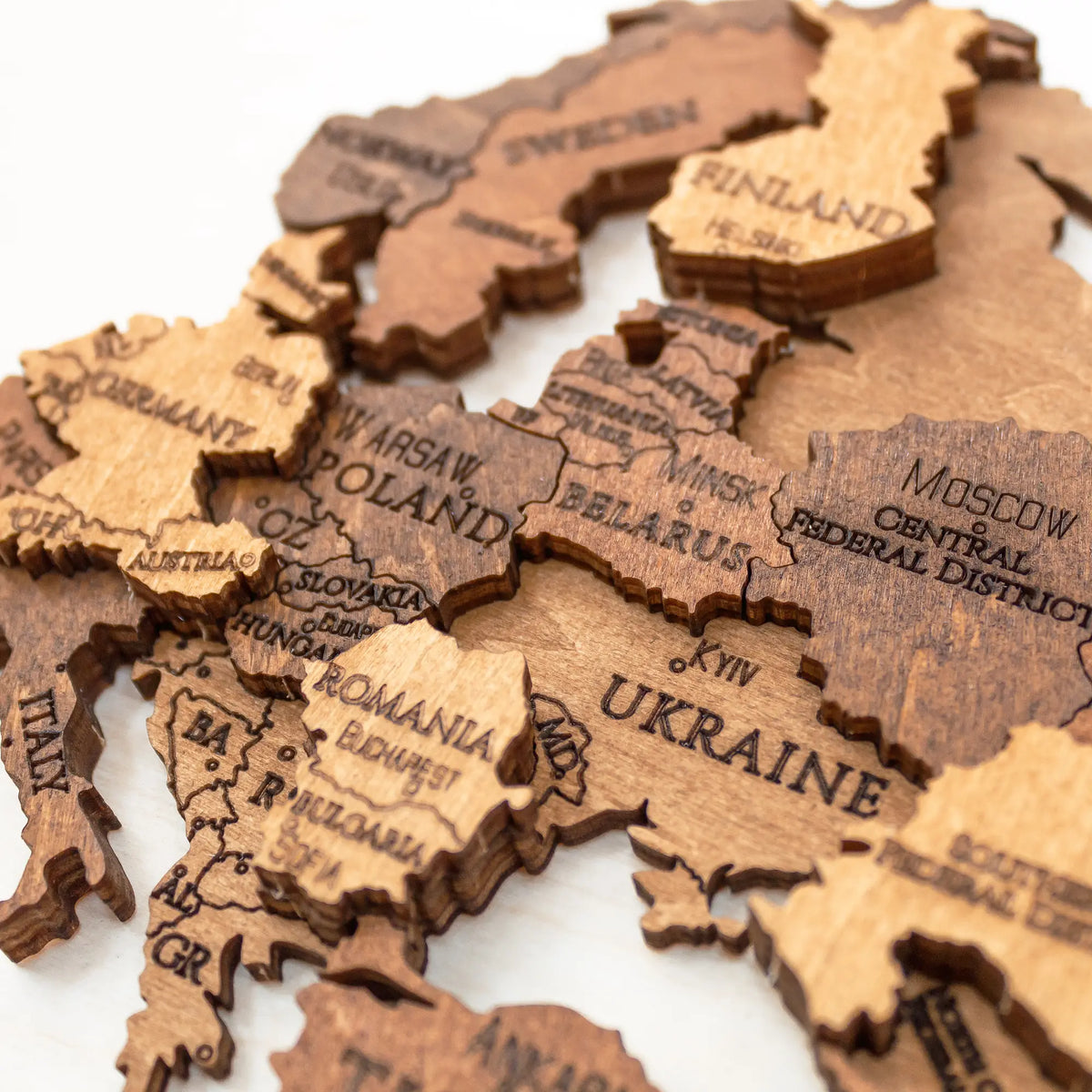 Multicolored Wooden World Map Wall Decor by Eco-Wood-Art