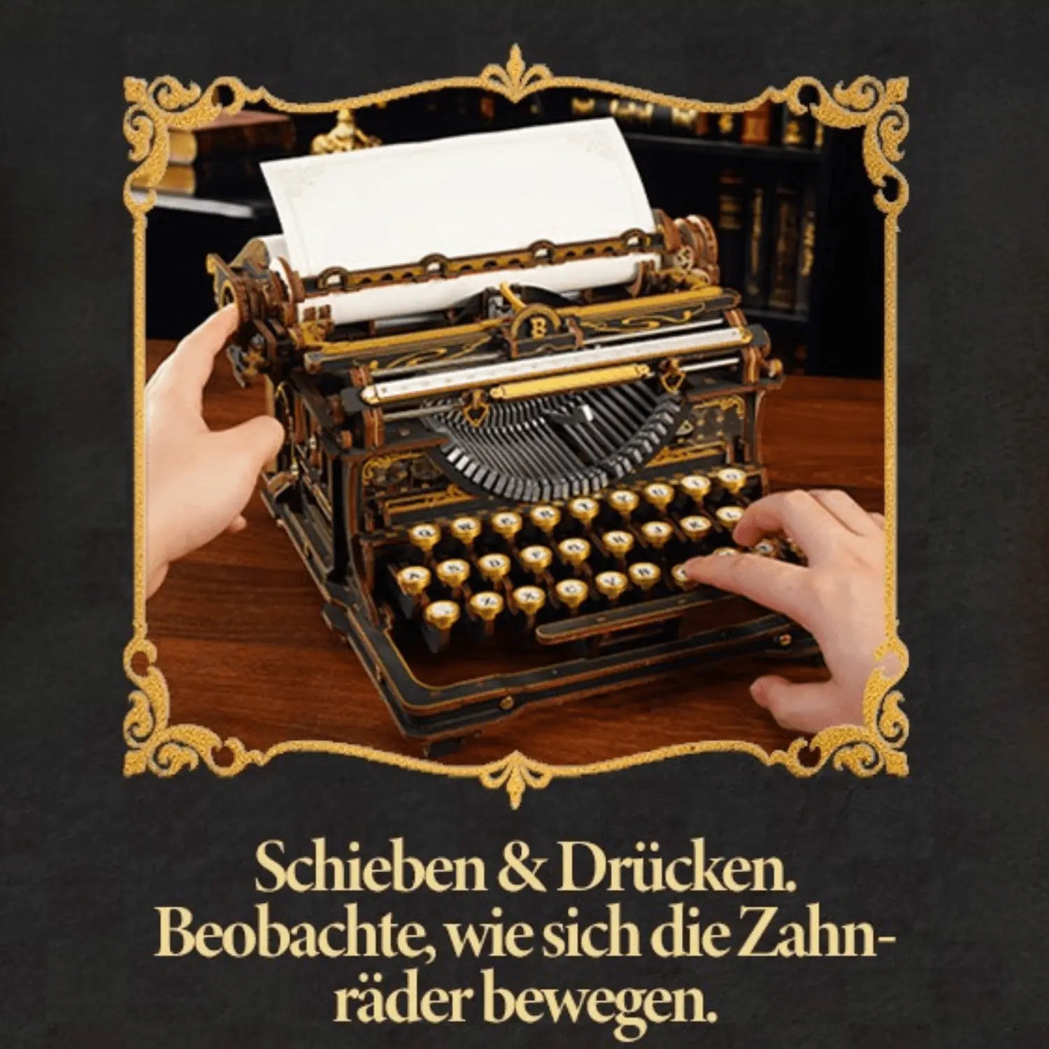 Wooden Mechanical Typewriter - Robotime Mechanical Kit