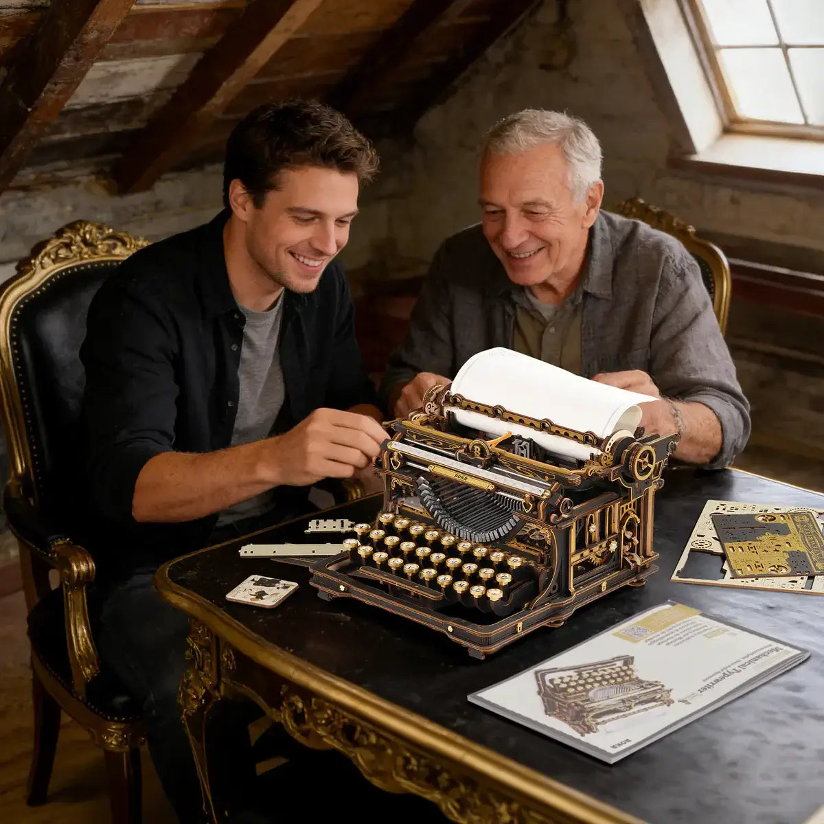 Wooden Mechanical Typewriter - Robotime Mechanical Kit