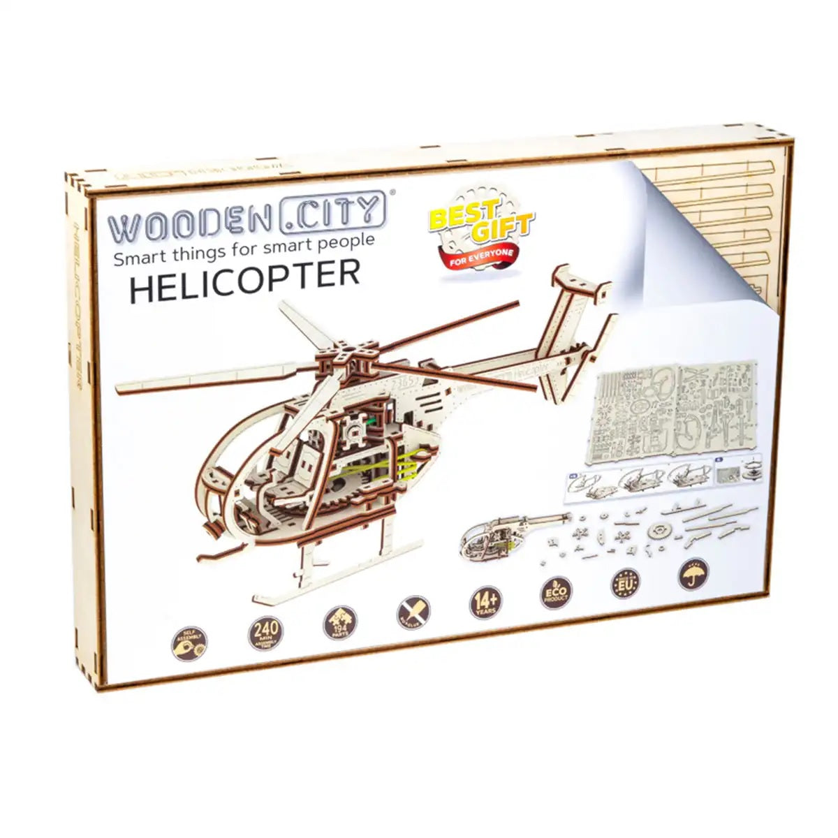 Hélicoptère-Puzzle mécanique en bois-WoodenCity--