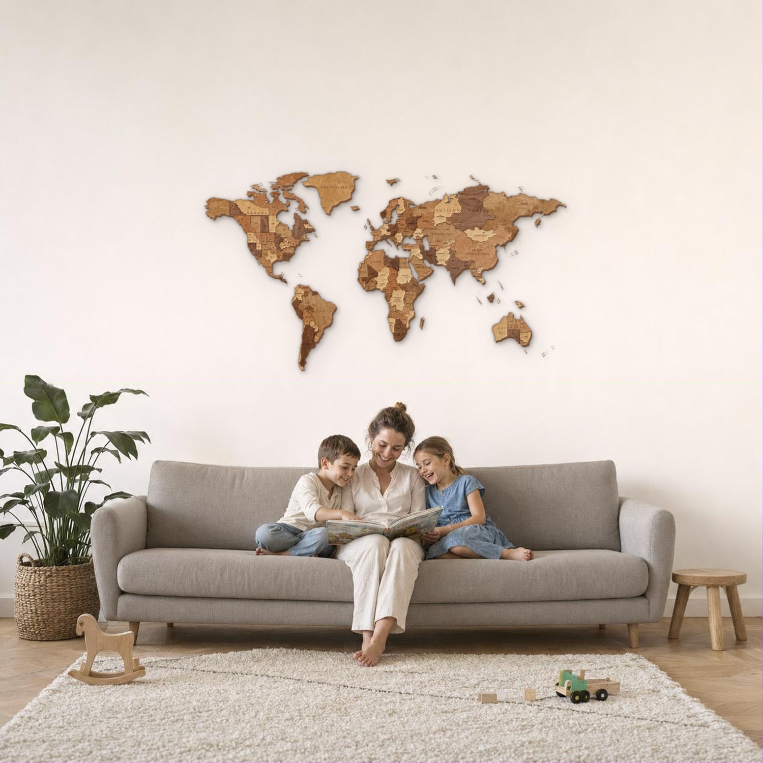 Multicolored Wooden World Map Wall Decor by Eco-Wood-Art