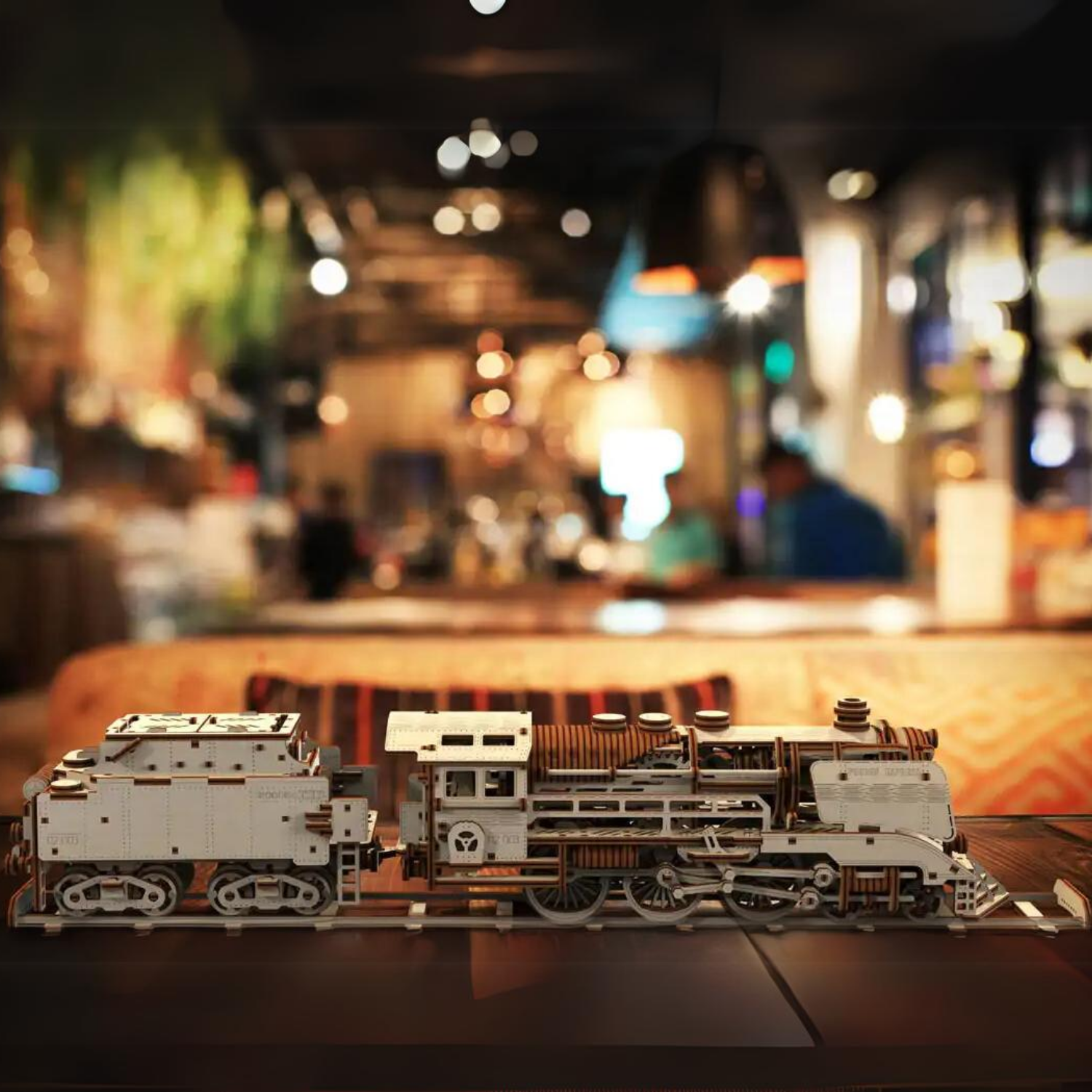 Wooden Express + Tender with Tracks-Mechanical Wooden Puzzle-WoodenCity--