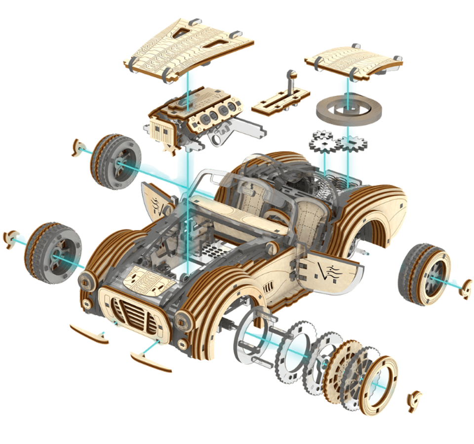 Speedster-V2-3D Puzzle-Veter Models--